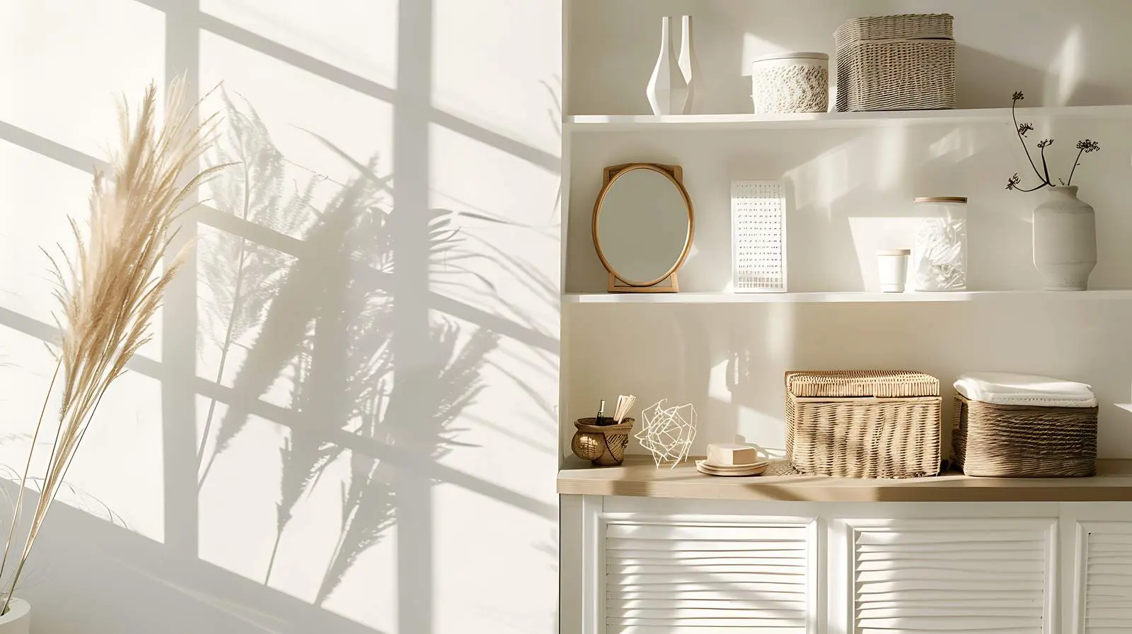 Modern Home Office Interior Design with White Shelves – free home productivity image from Dotvec