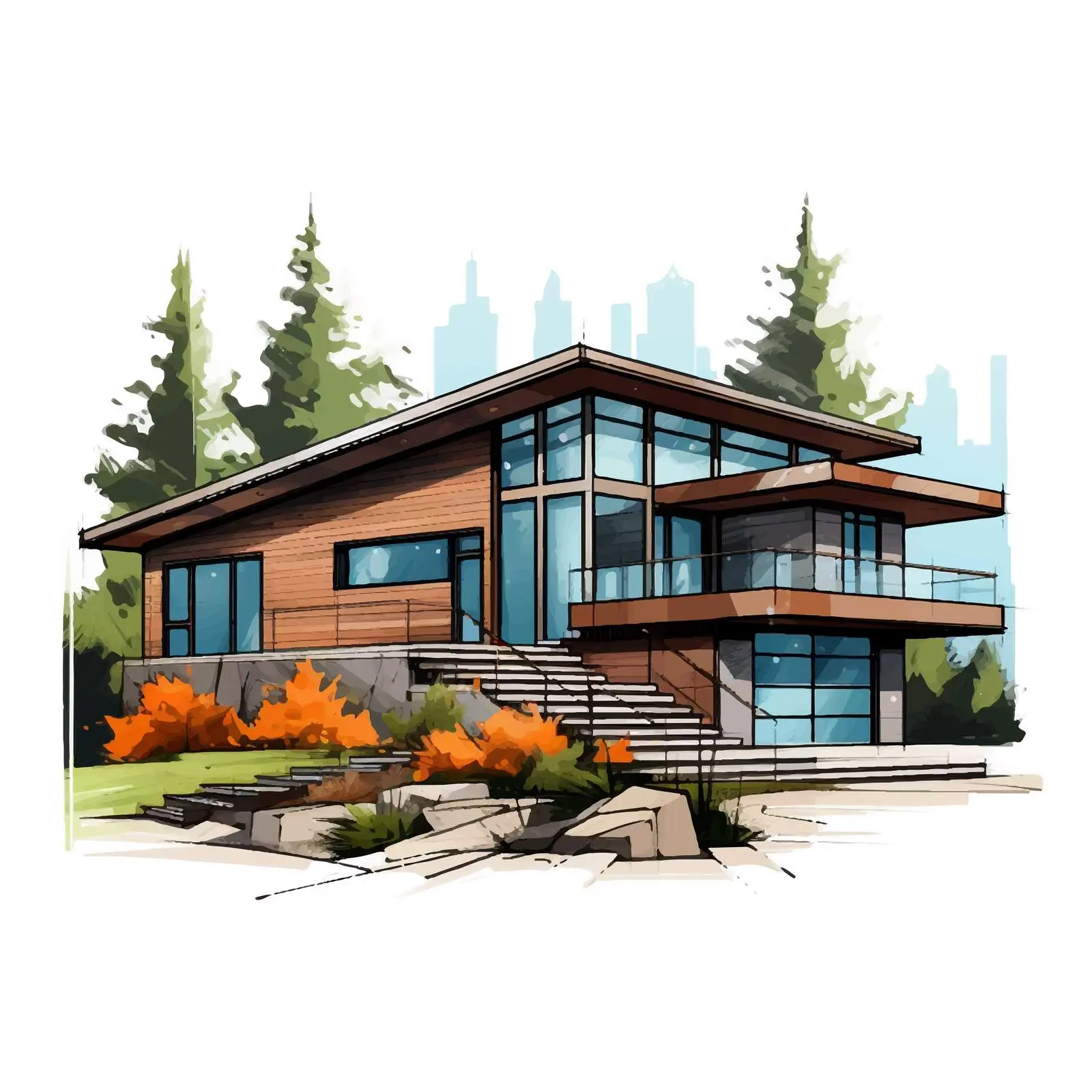 Modern Exterior Design of a Rural Home — free download from Dotvec