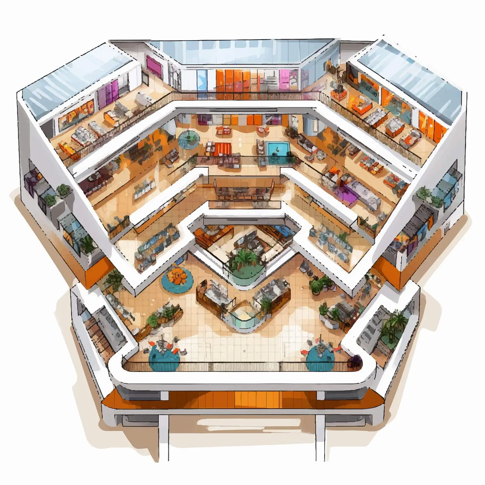 Top View of Modern Interior Shopping Mall — free download from Dotvec