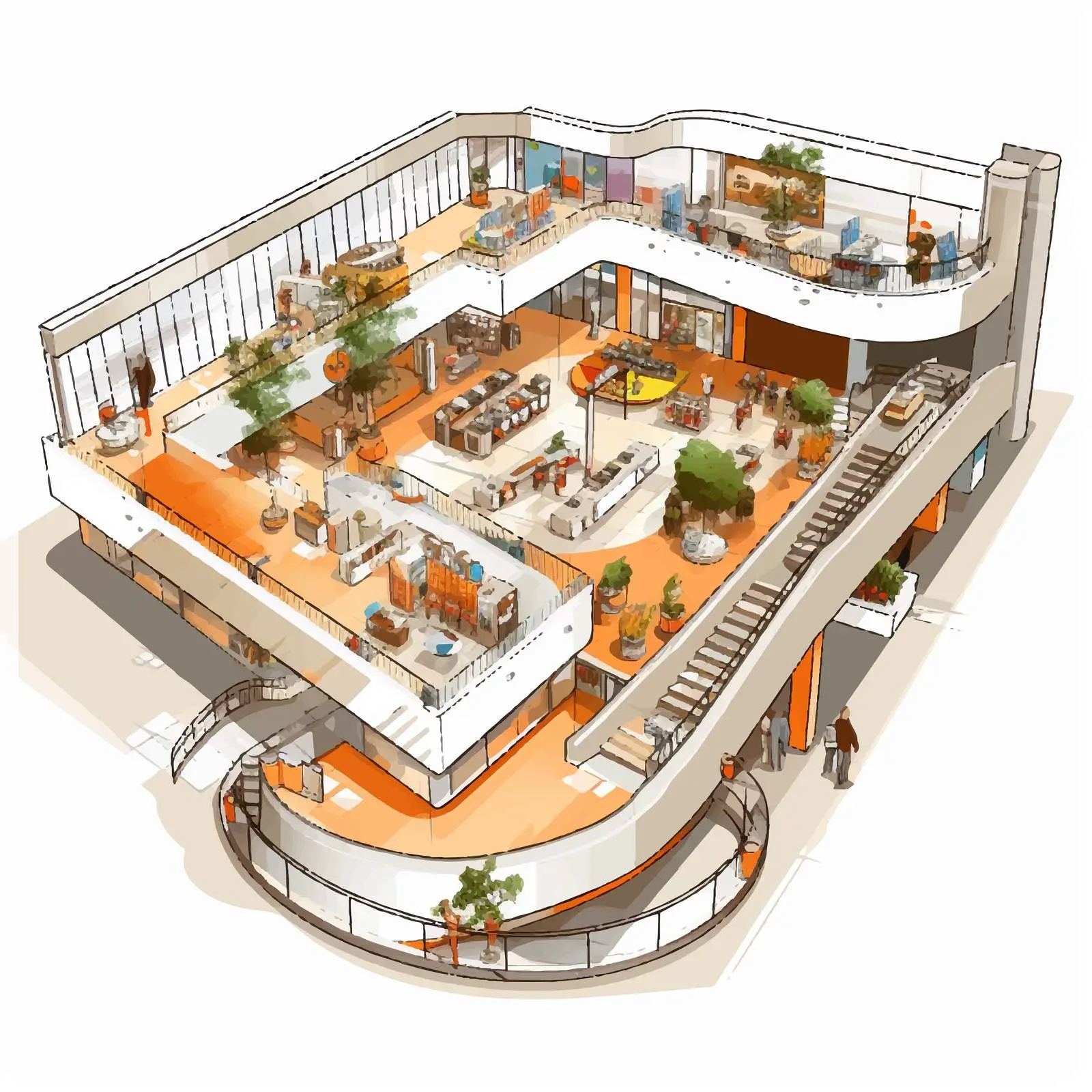 Colorful Top View of Modern Shopping Mall Interior — free download from Dotvec