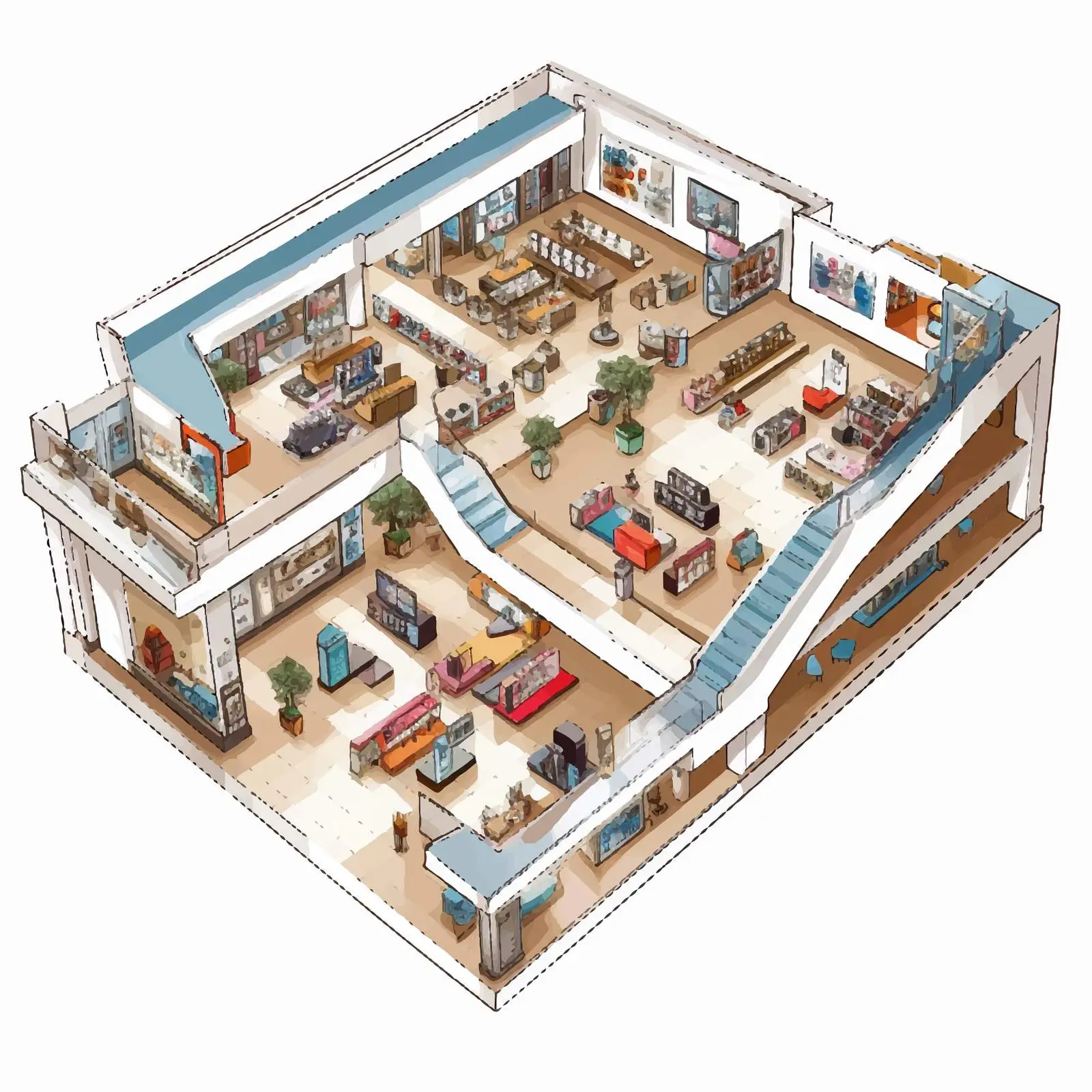 Aerial View of Modern Shopping Center Interior — free download from Dotvec