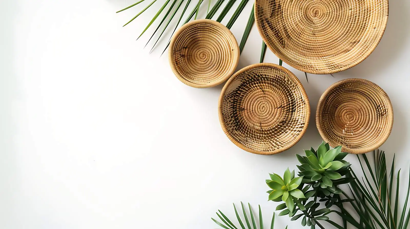 Modern Minimal Home Interior with Decorative Straw Plates — free download from Dotvec