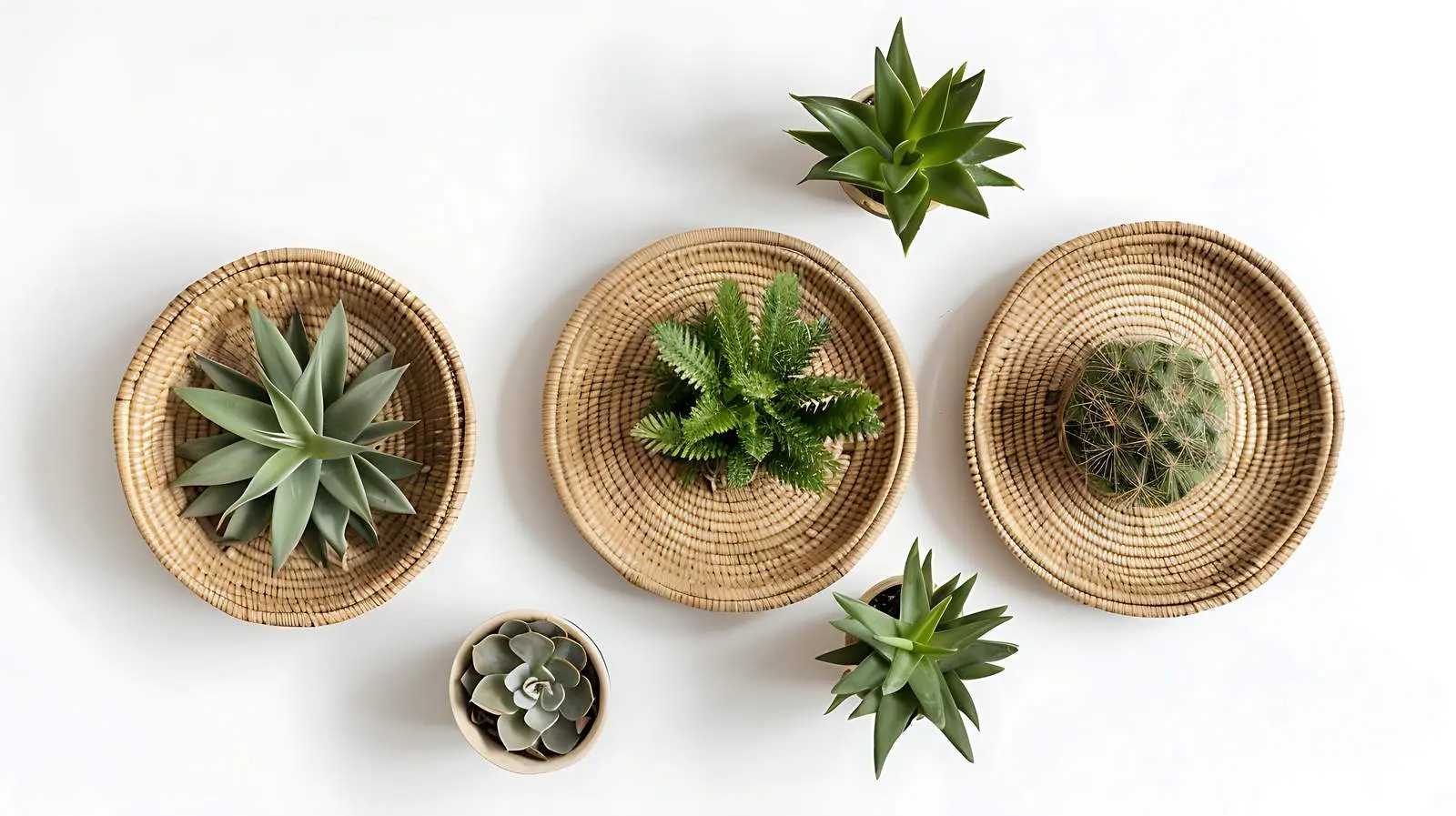 Modern Minimalist Home Interior with Decorative Straw Plates — free download from Dotvec