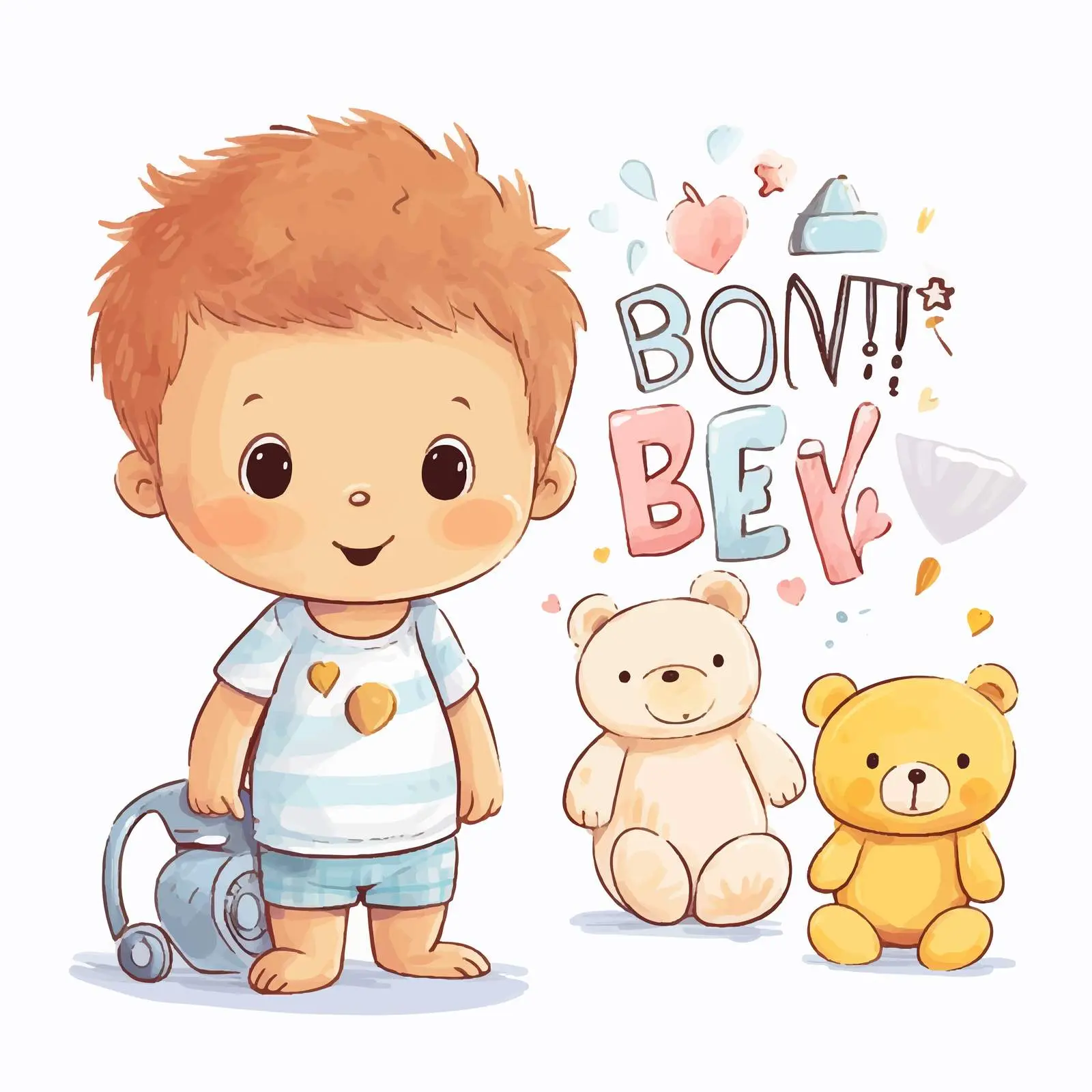 Modern Newborn Card with Doodle Baby Design — free download from Dotvec