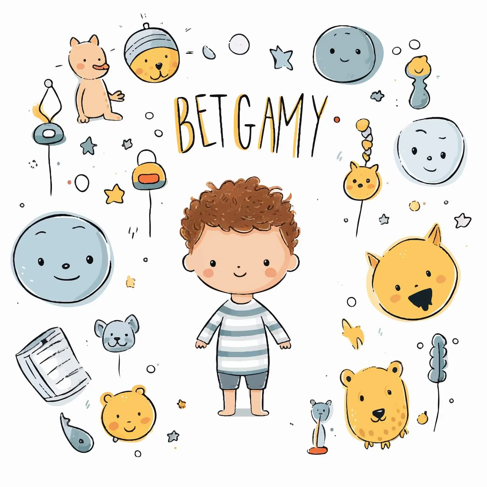 Cute Modern Newborn Card with Doodle Style — free download from Dotvec