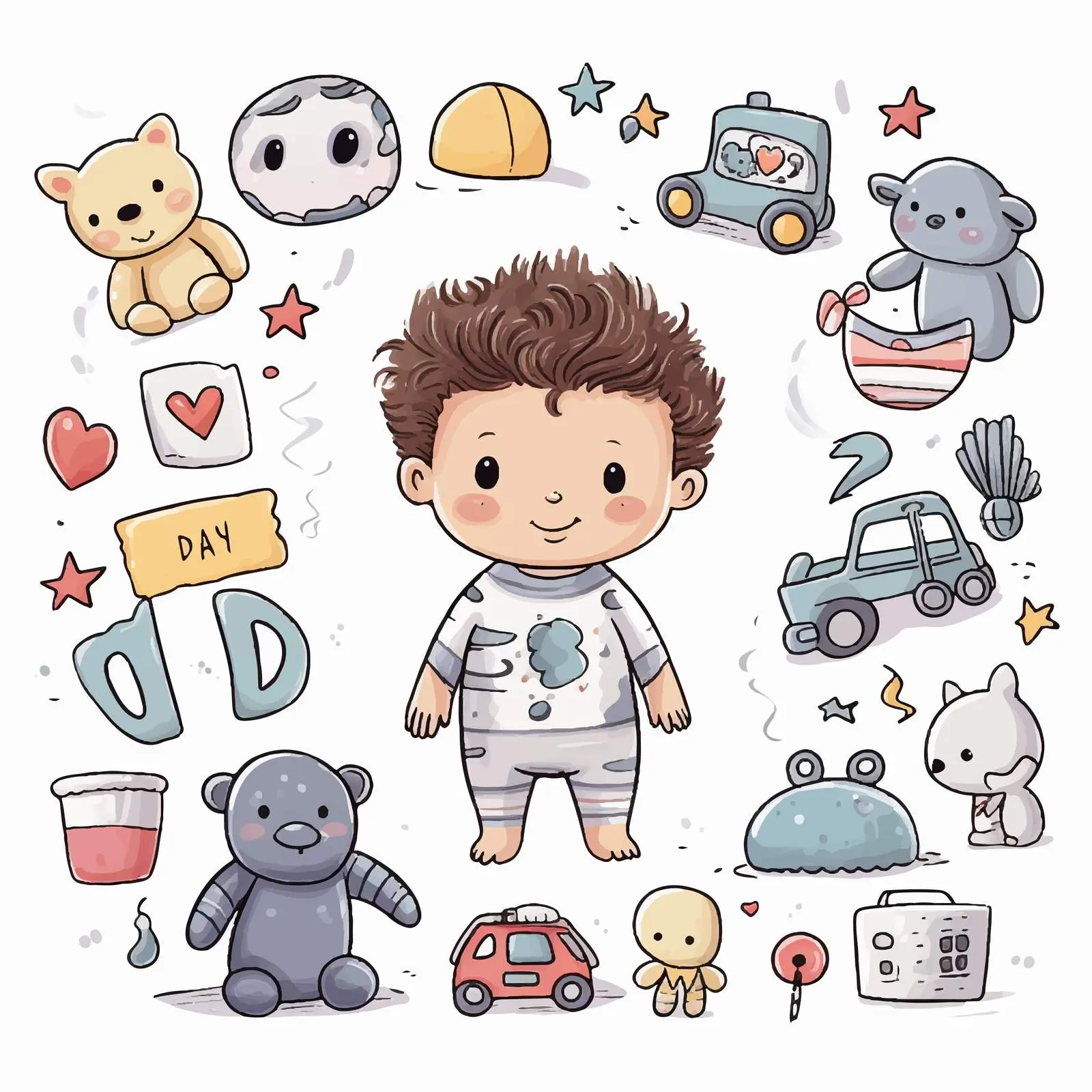 Hello Baby Newborn Card in Doodle Style — free download from Dotvec