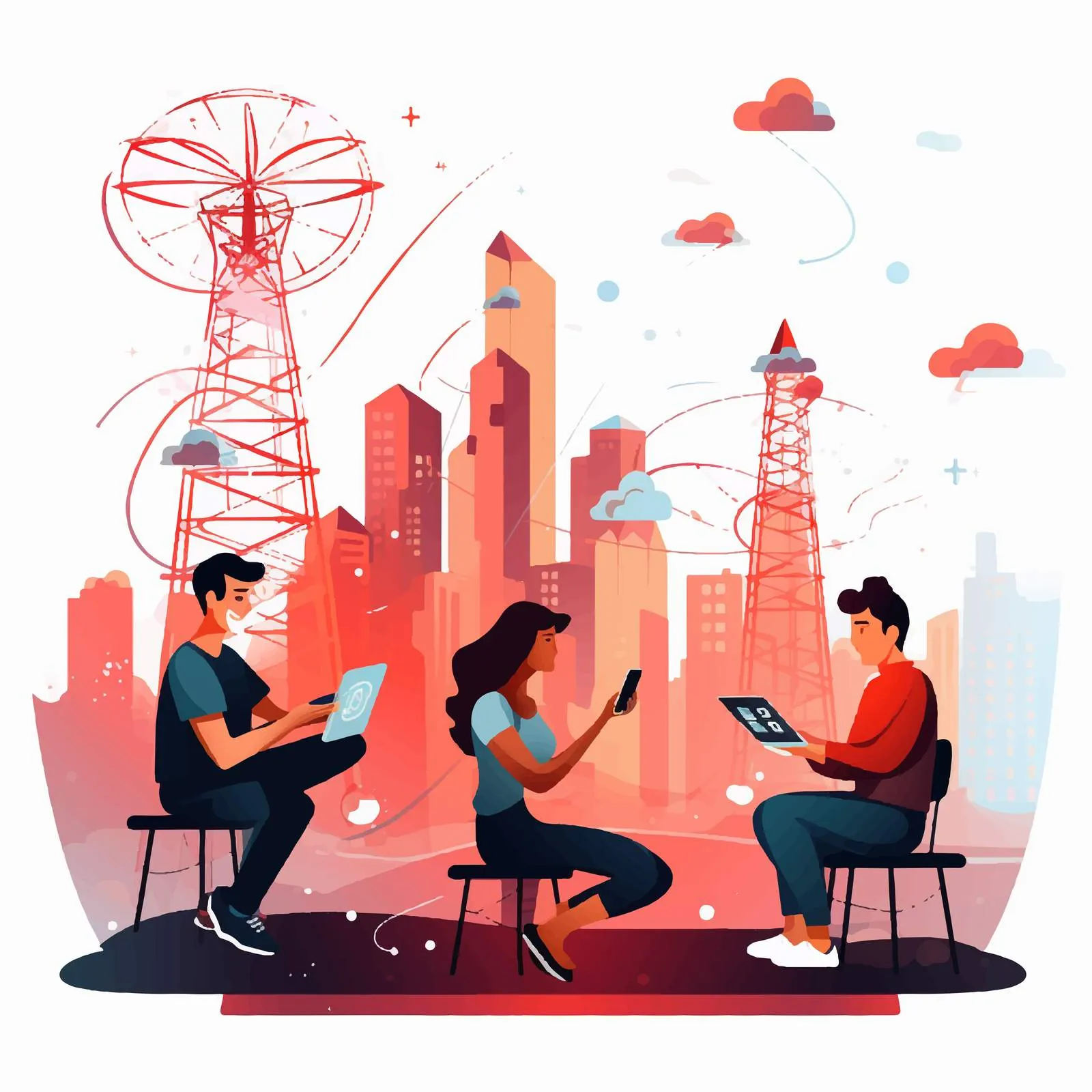 Modern People Using Wireless High-Speed Internet – free modern people image from Dotvec