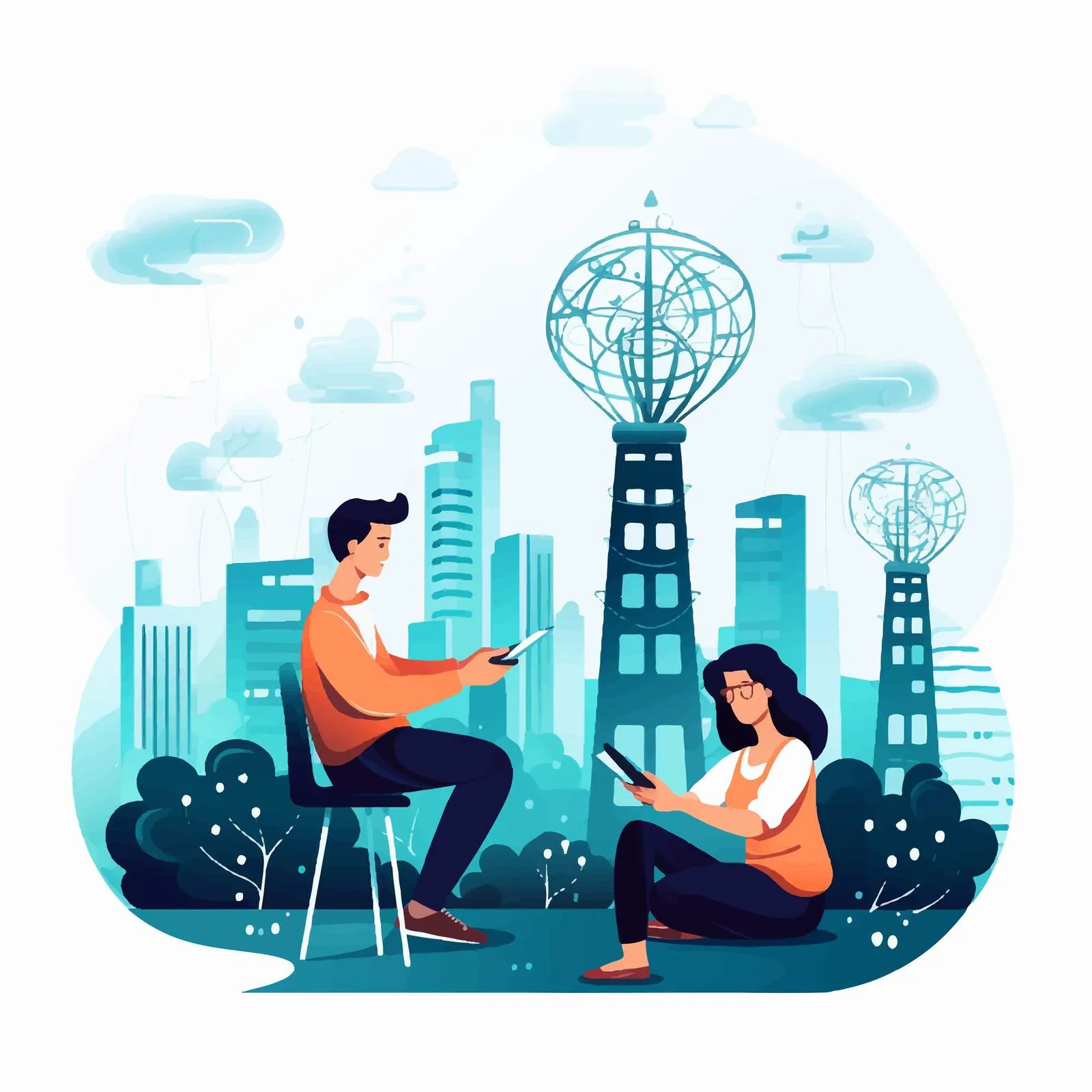 Modern People Using Wireless High-Speed Internet – free online services image from Dotvec