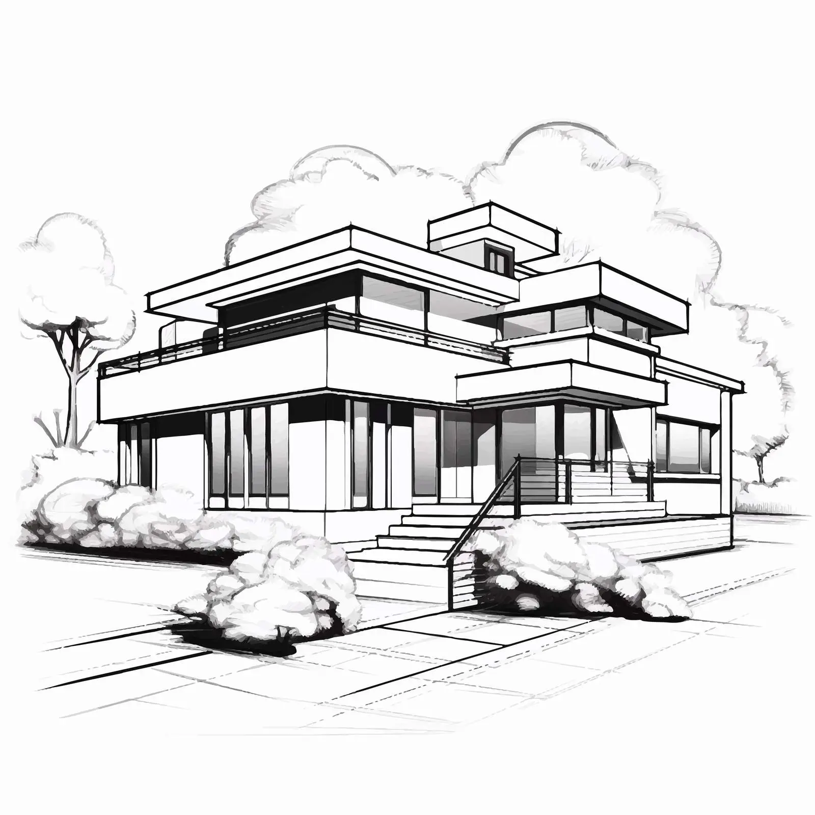 Modern Private Residential House Vector Illustration — free download from Dotvec