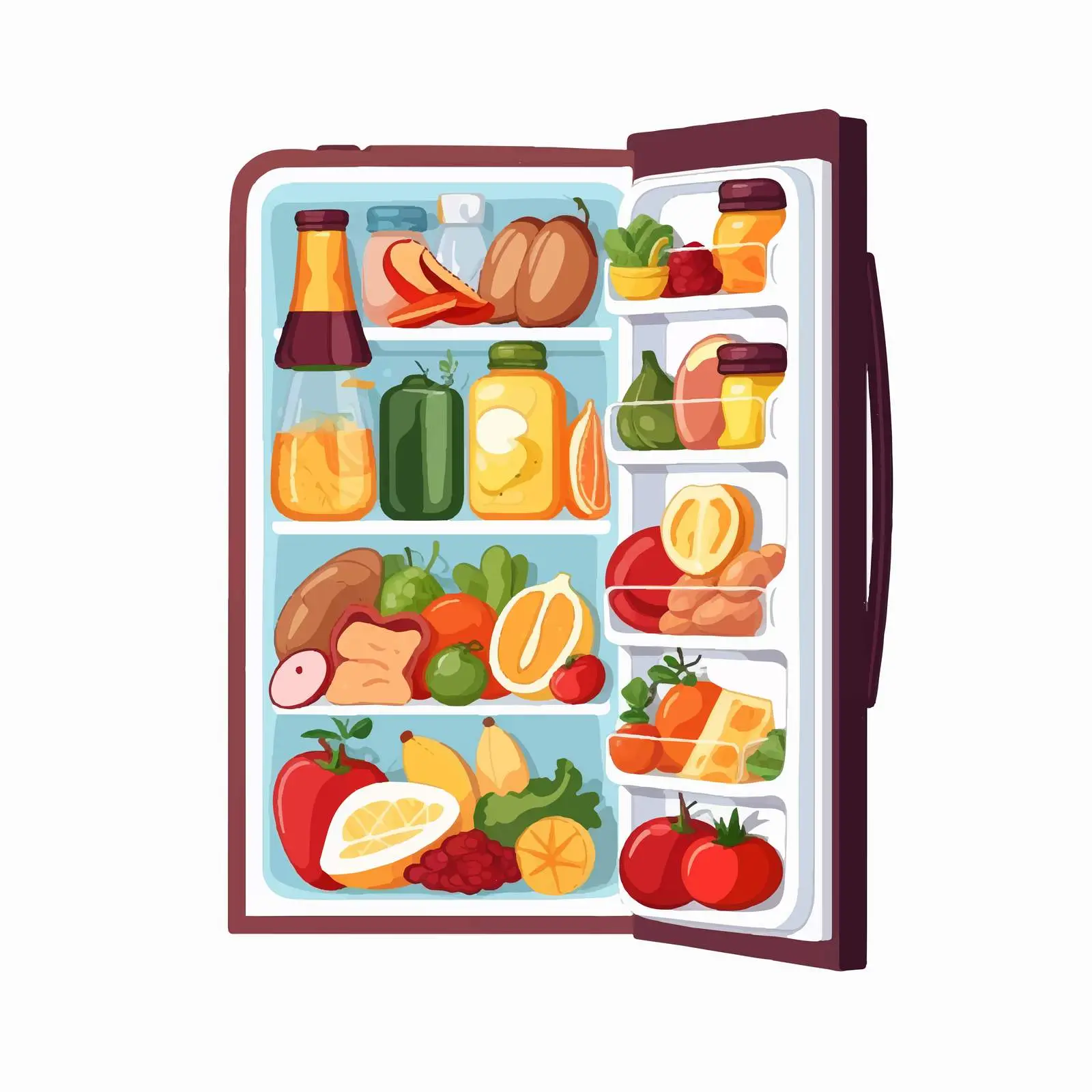Open Modern Refrigerator Filled with Groceries — free download from Dotvec