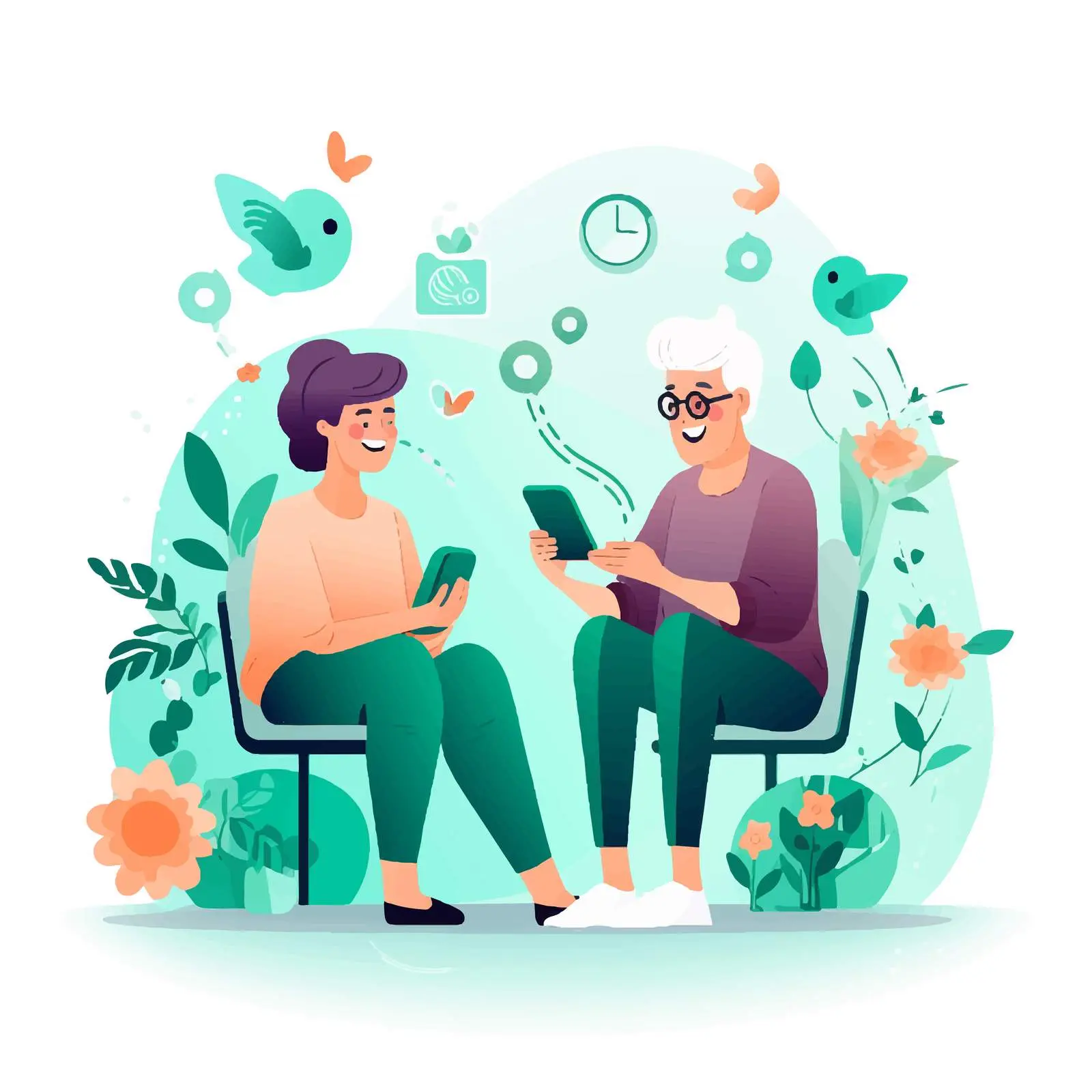 Elderly Women Friends Communicating Online — free download from Dotvec