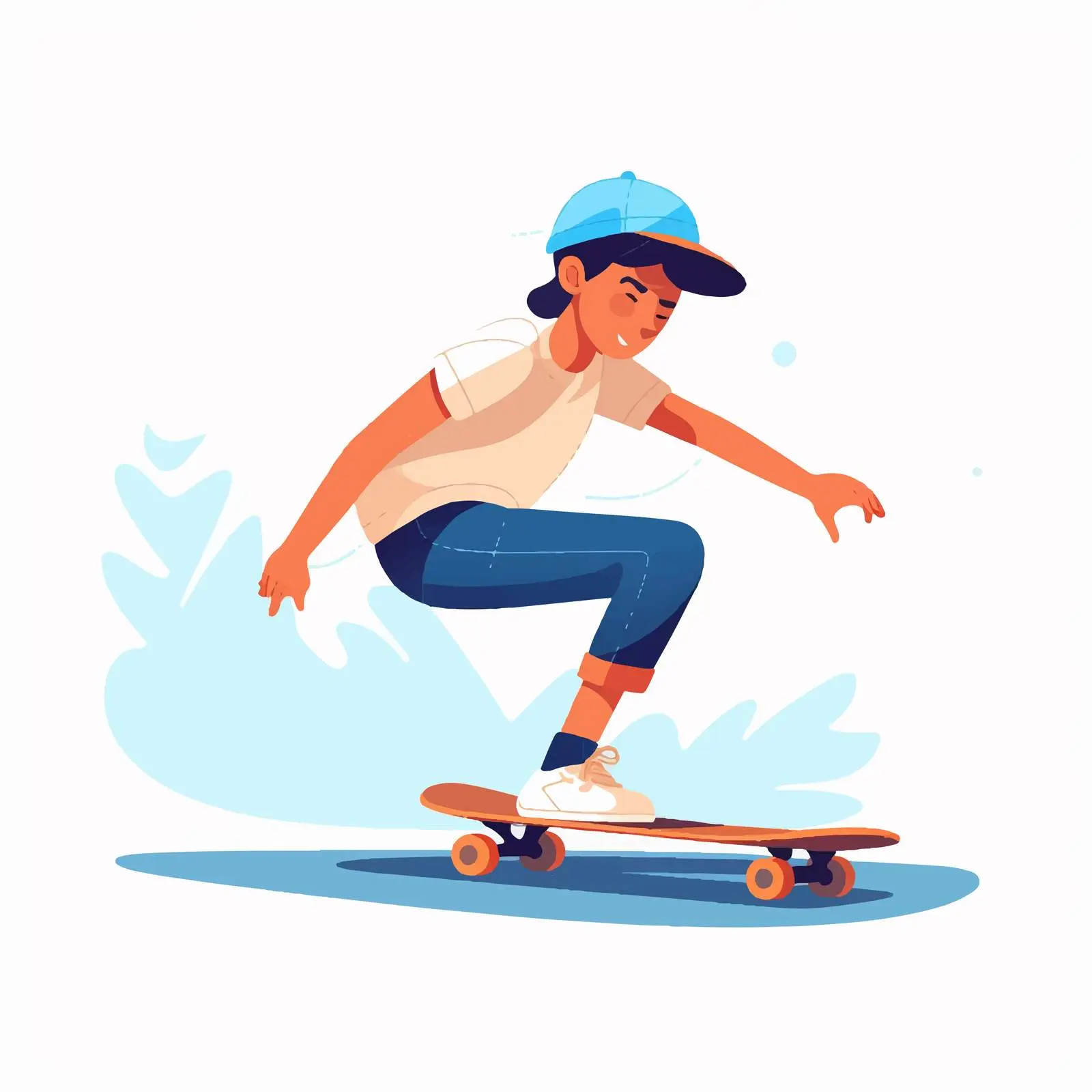 Modern Skateboarder Riding and Pushing with Foot — free download from Dotvec