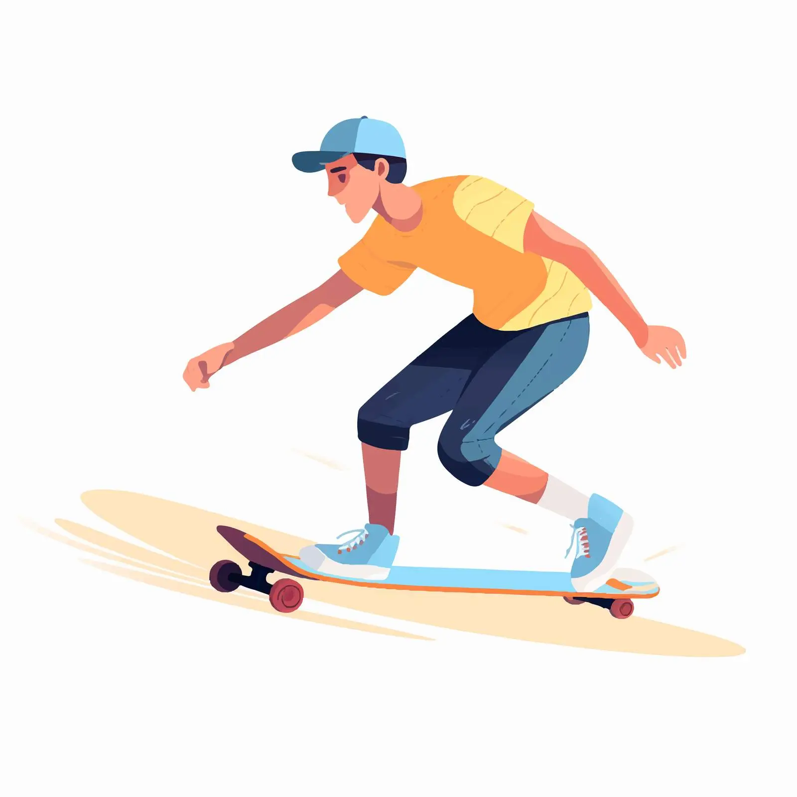 Skateboarder Pushing and Riding Skateboard Vector – free extreme sports image from Dotvec