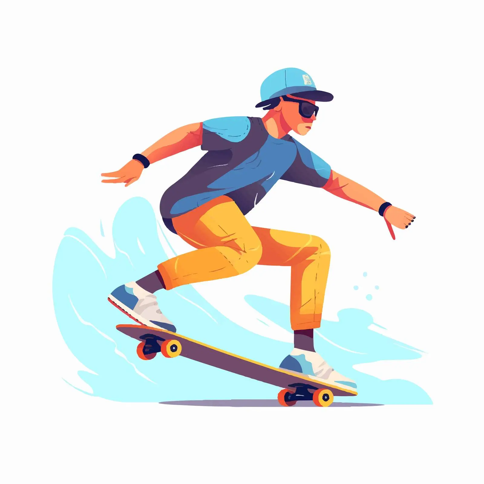 Skateboarder Pushing Off on Modern Skateboard – free extreme sports image from Dotvec