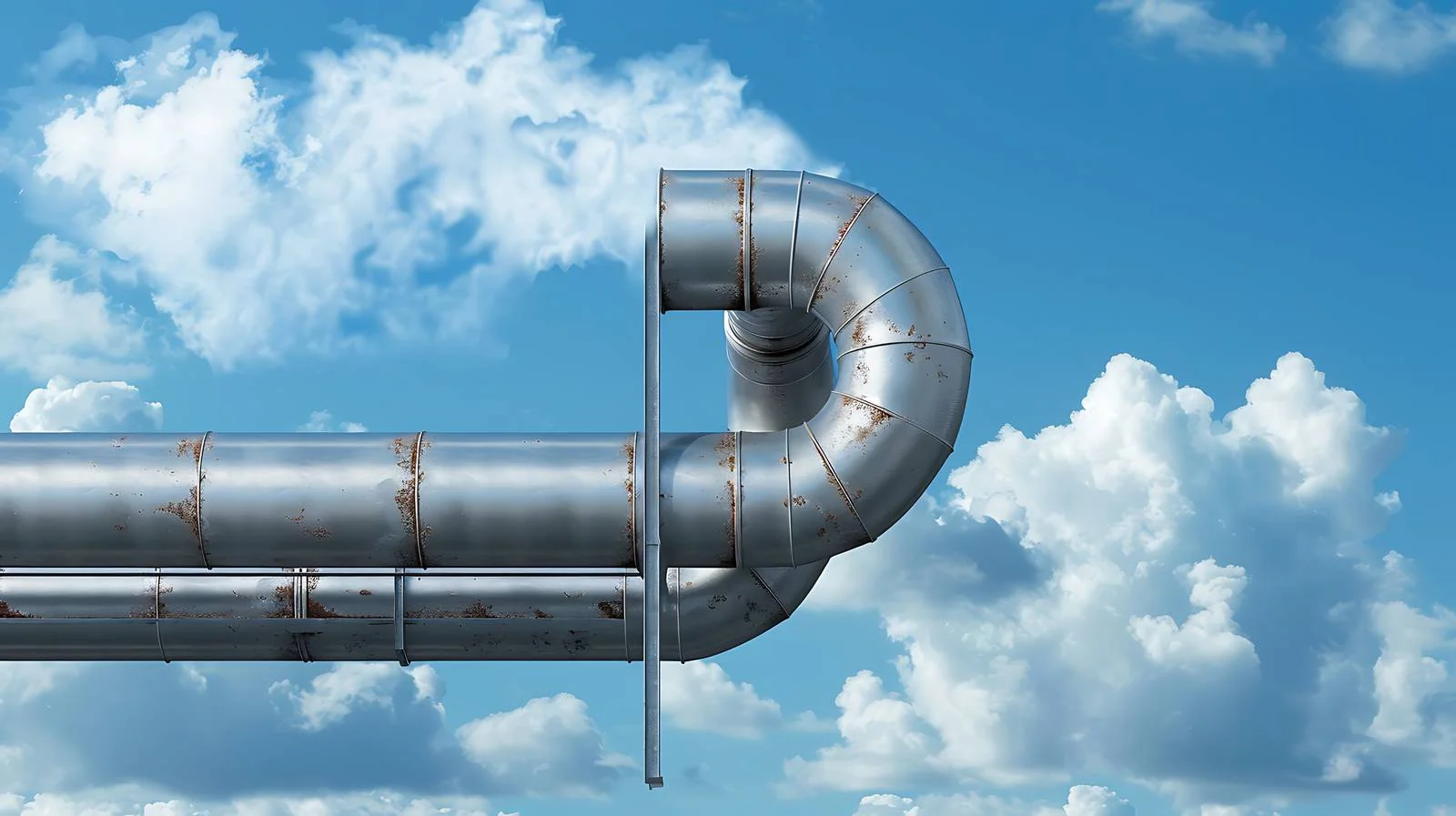 Modern Industrial Steam Pipeline on Blue Skies — free download from Dotvec