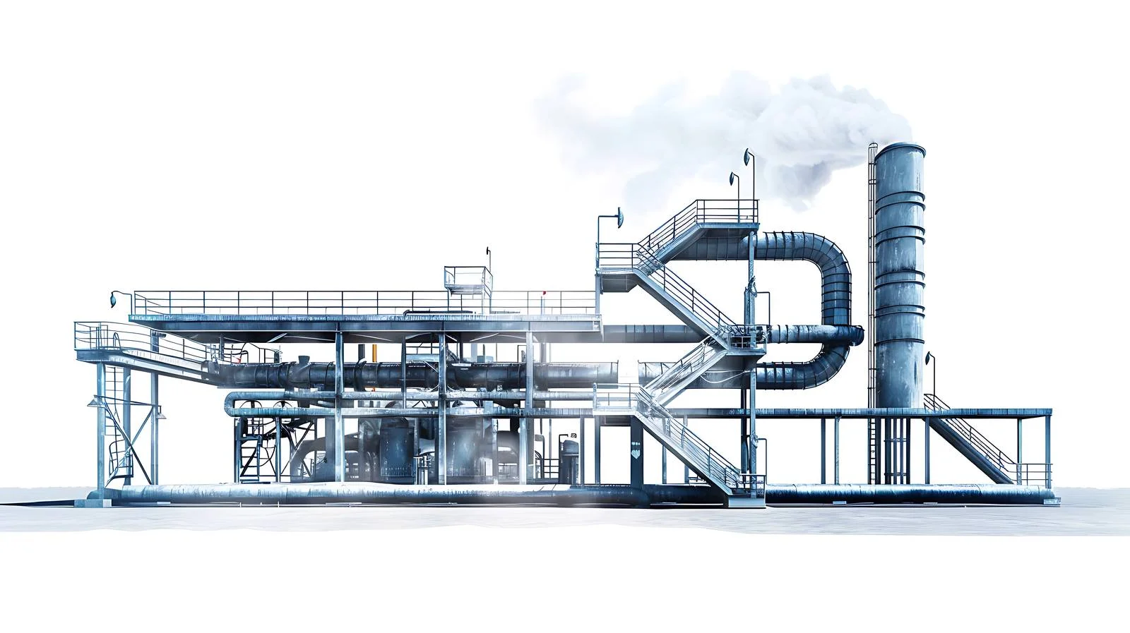 Industrial Steam Pipeline Against Blue Sky — free download from Dotvec