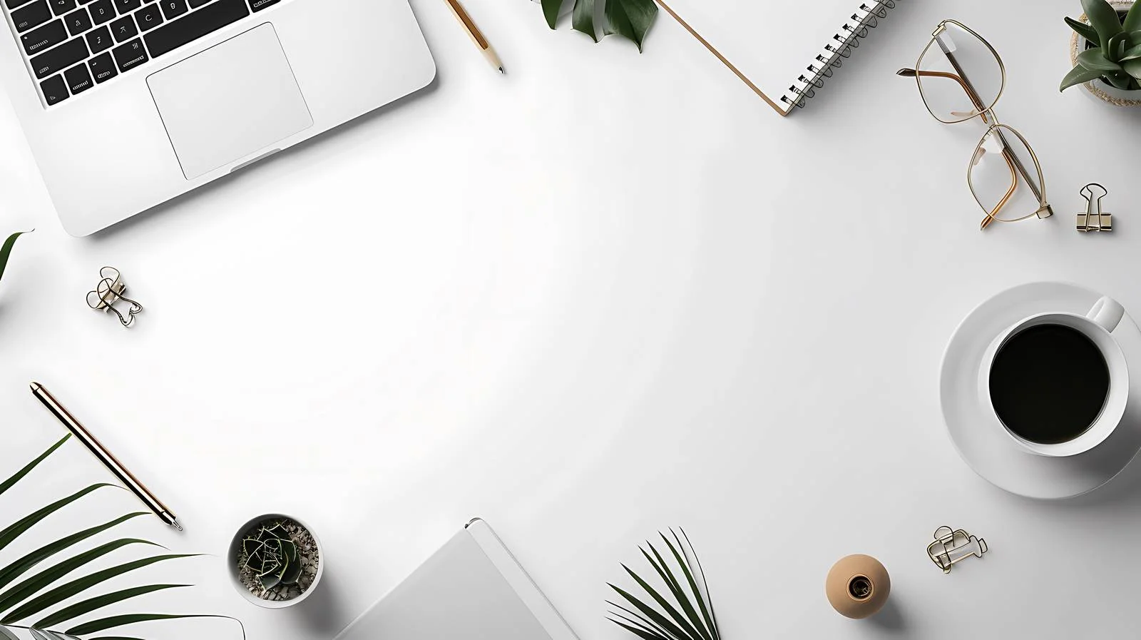 Modern White Office Desk with Laptop — free download from Dotvec