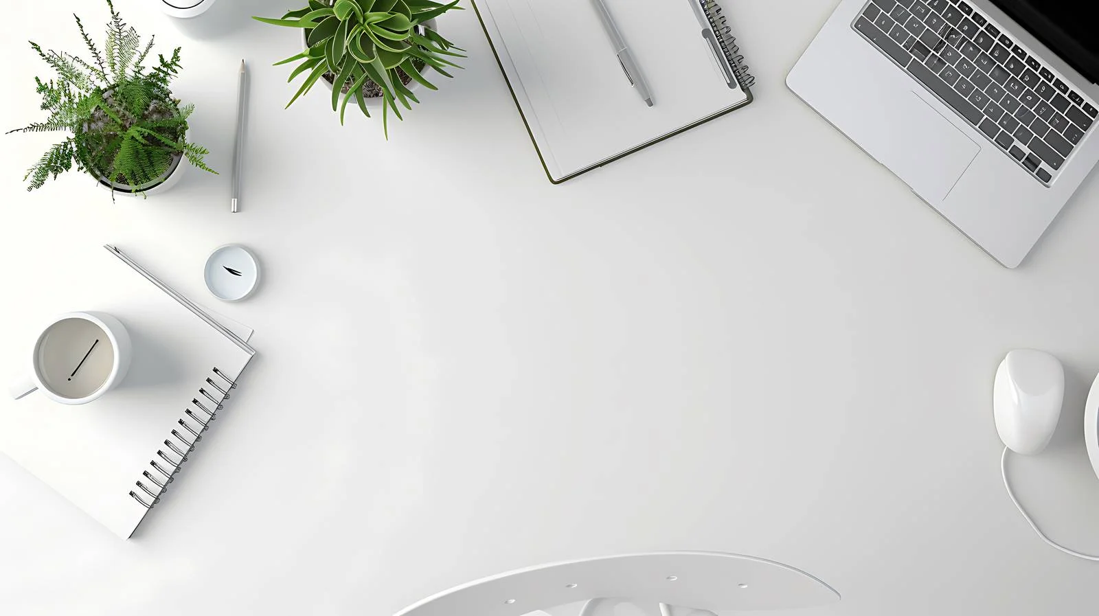 Sleek Office Desk with Laptop and Notebook — free download from Dotvec