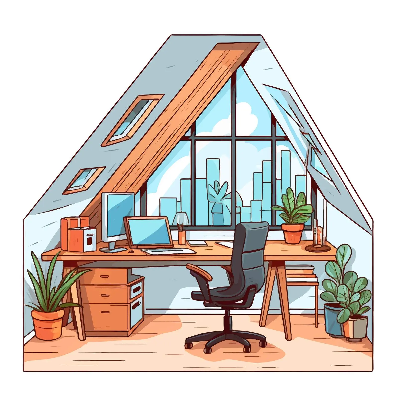 Loft Style Modern Workplace Interior Design — free download from Dotvec