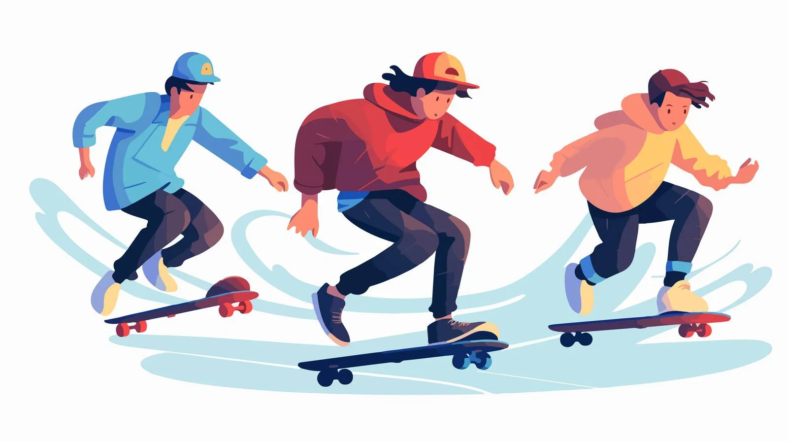 Dynamic Skateboarders Performing Acrobatic Jumps — free download from Dotvec