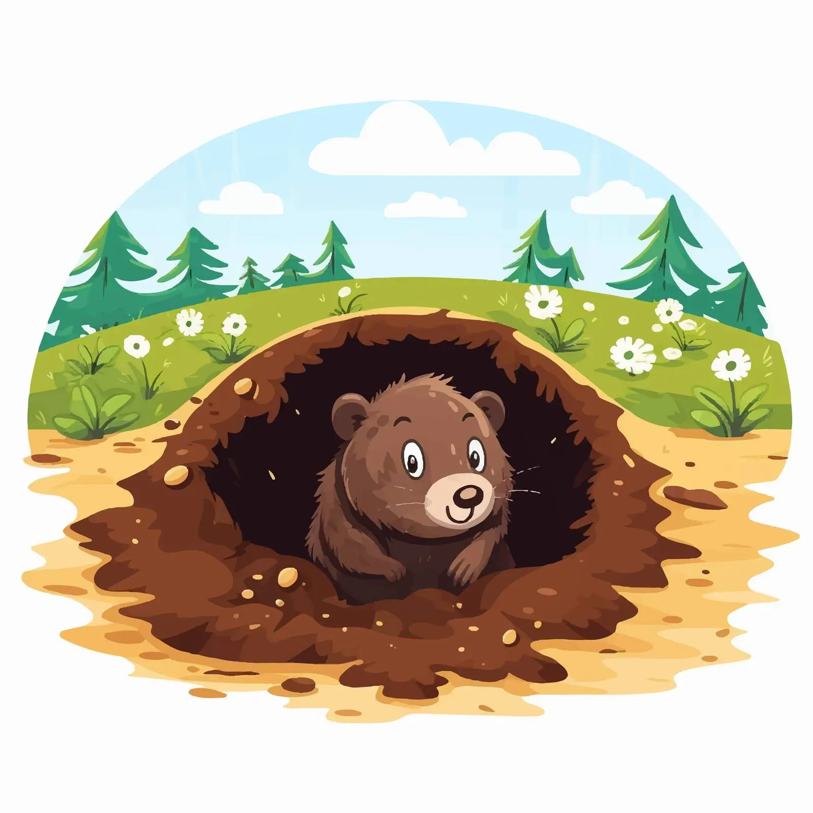 Mole Digging a Hole in Nature Illustration — free download from Dotvec