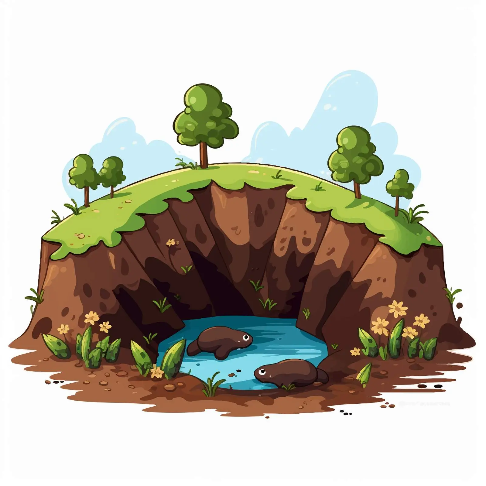 Mole Digging a Hole in Nature Illustration — free download from Dotvec