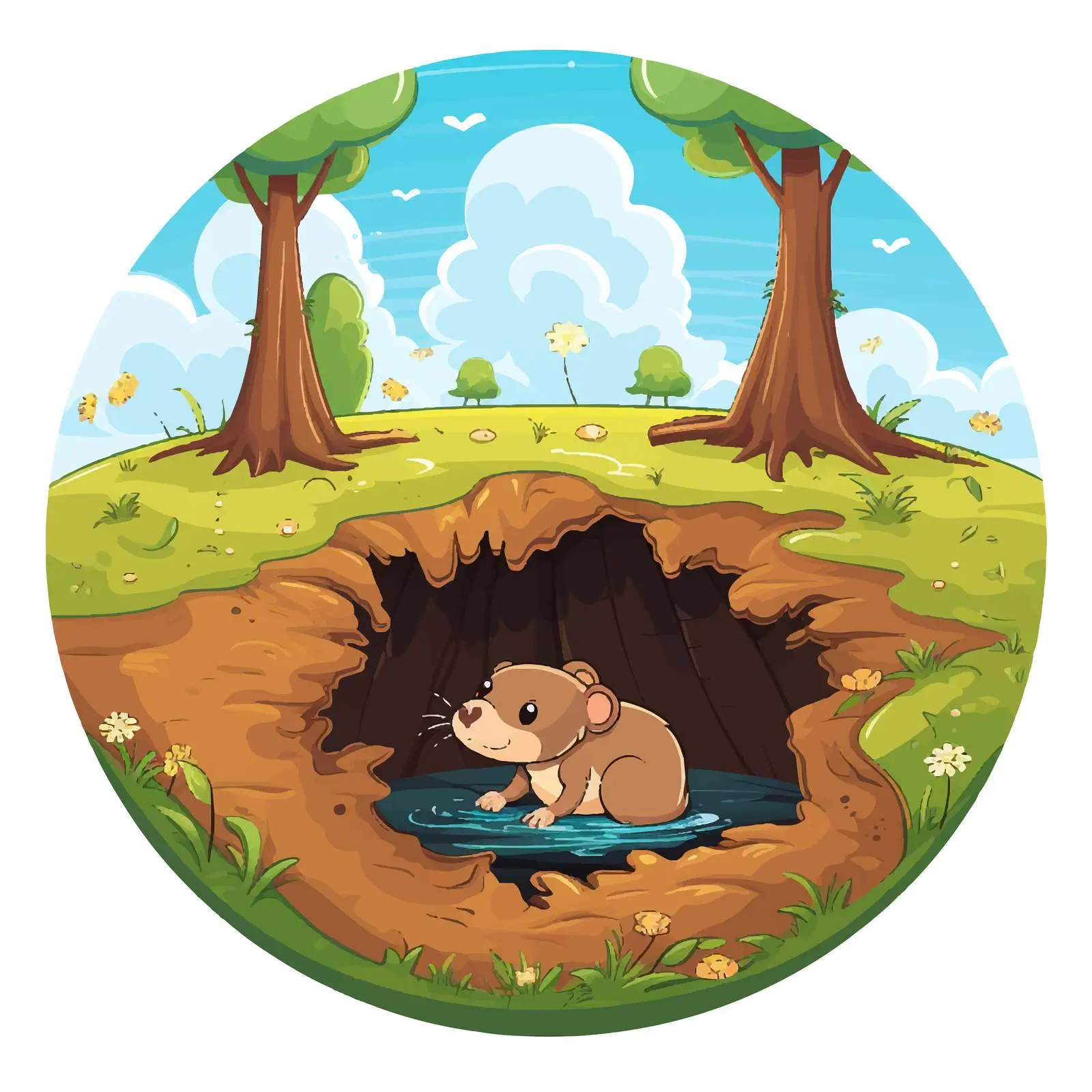 Mole Digging a Hole in Nature Illustration — free download from Dotvec