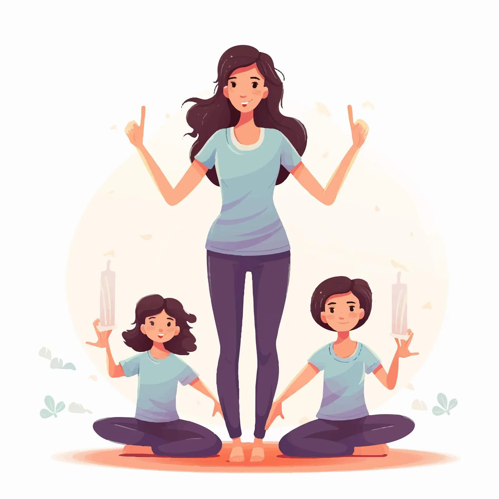 Mom and Children Practicing Yoga Together — free download from Dotvec