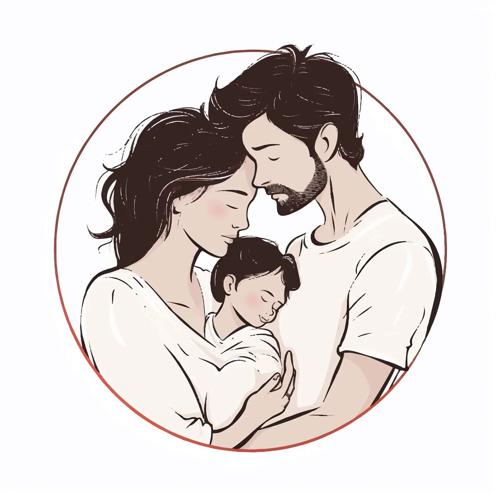 Parents Embracing Newborn with Love Outline — free download from Dotvec