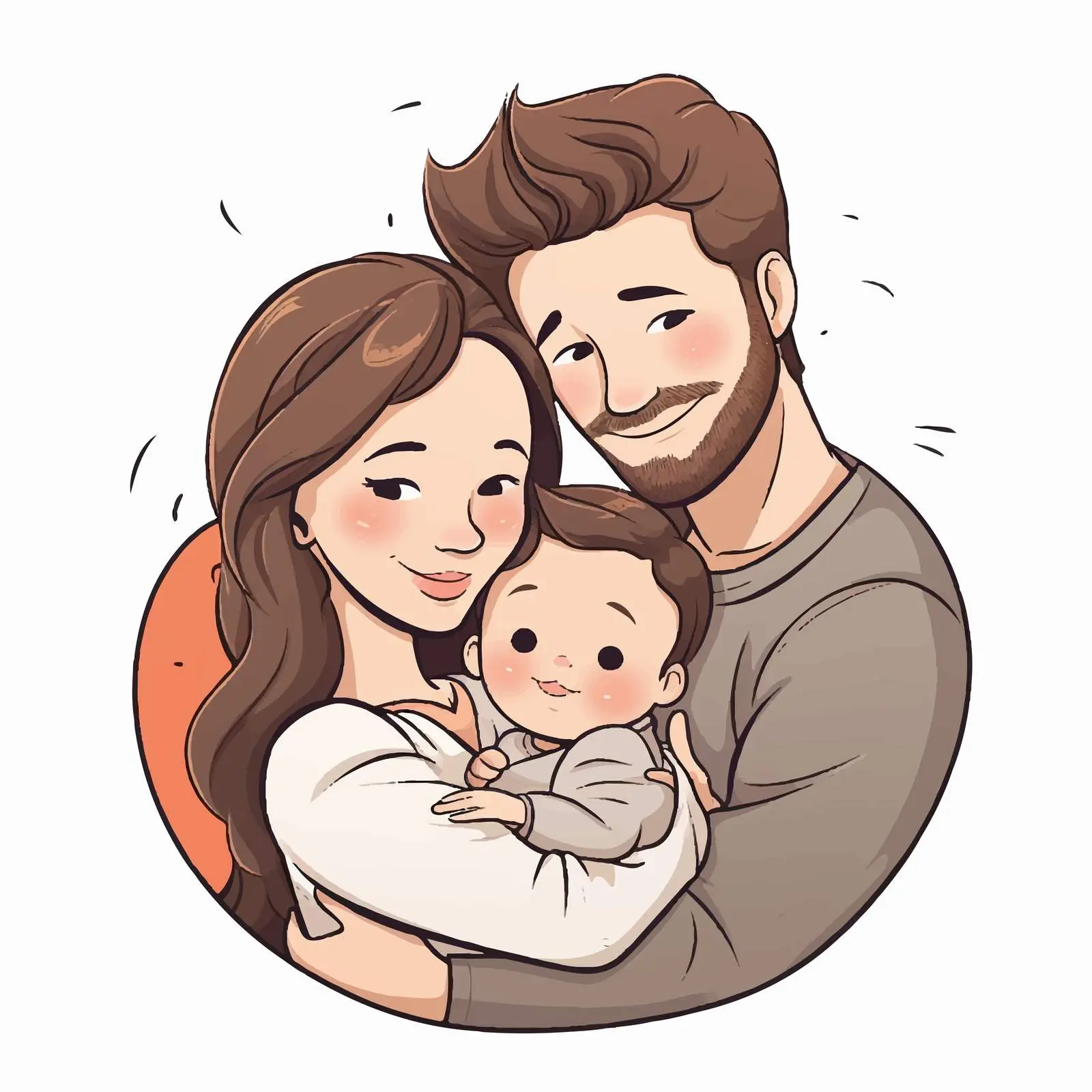 Parents Embracing Newborn with Love - Vector Art – free hugging image from Dotvec