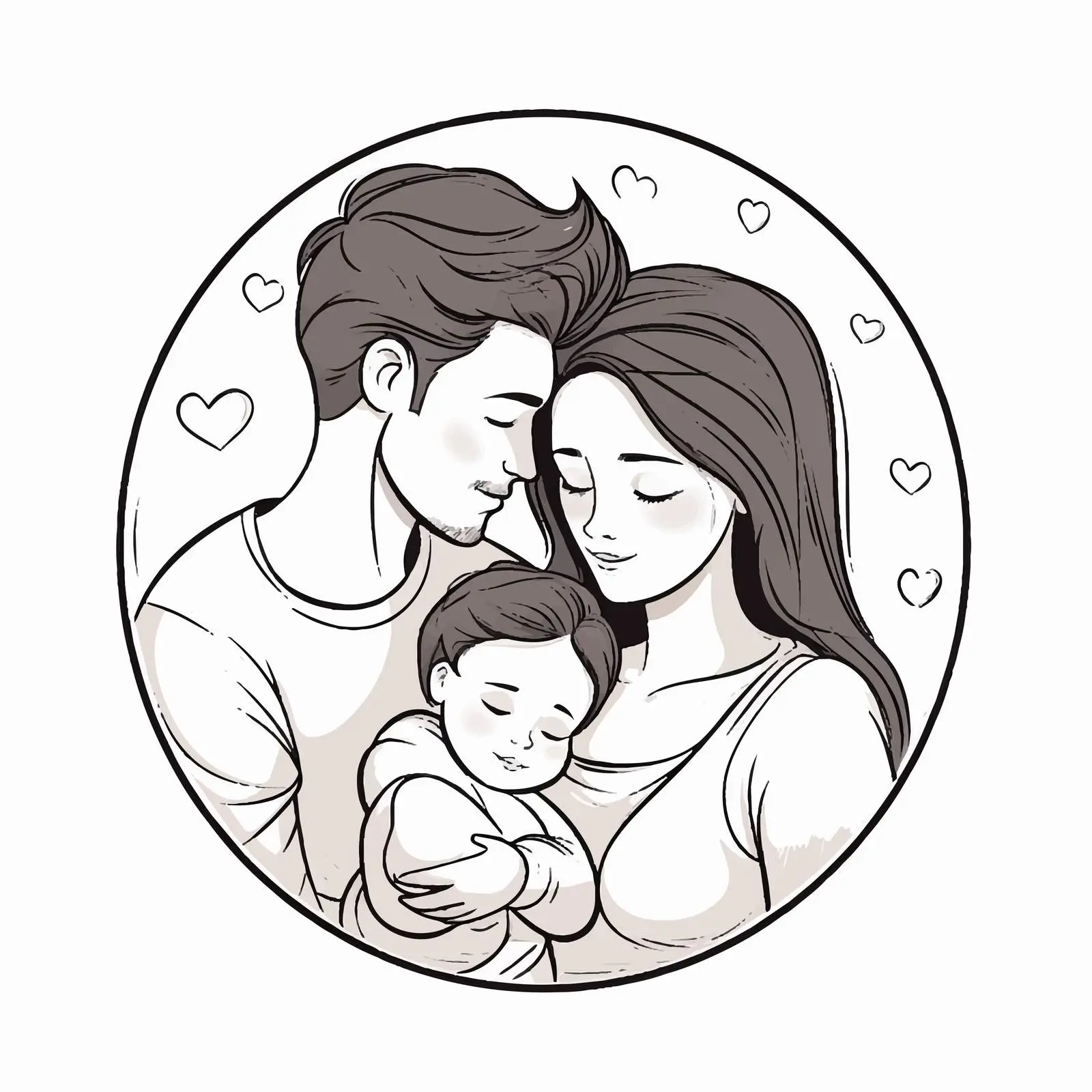 Parents Embracing Newborn in Heartfelt Moment – free hugging image from Dotvec