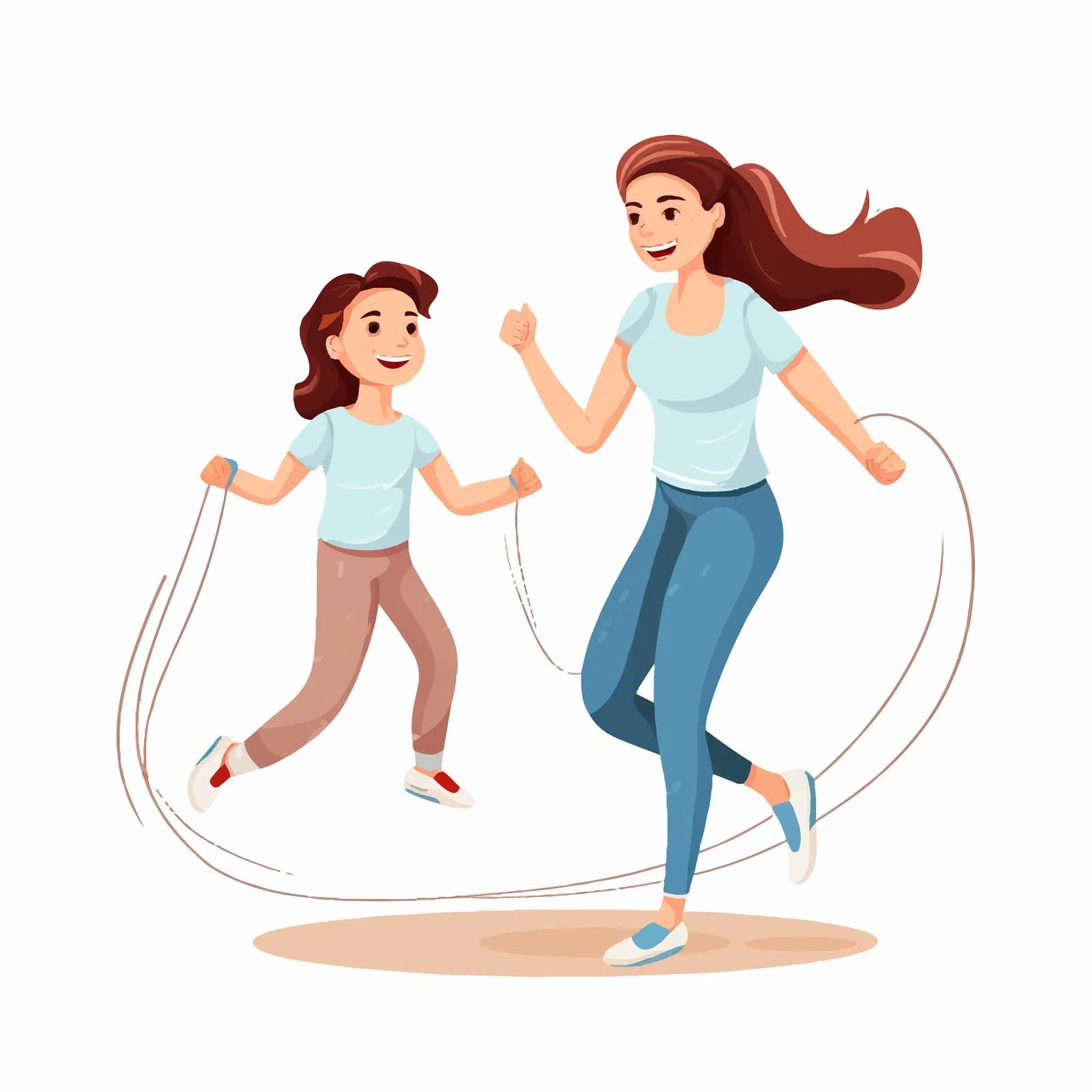 Mom and Daughter Jumping Ropes Together – free skip image from Dotvec