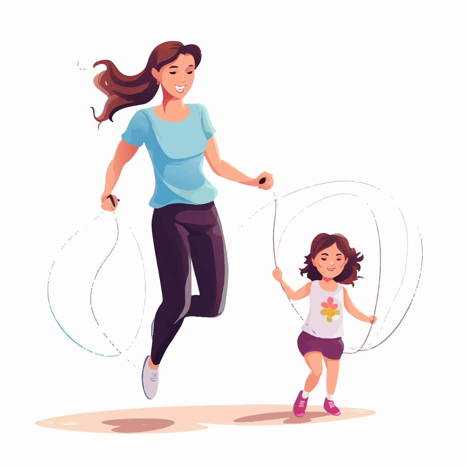 Mom and Daughter Jumping Rope Together – free skip image from Dotvec