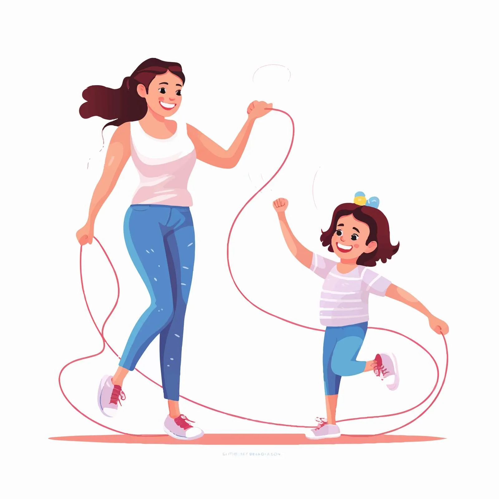 Mom and Daughter Skipping Ropes Together – free skip image from Dotvec