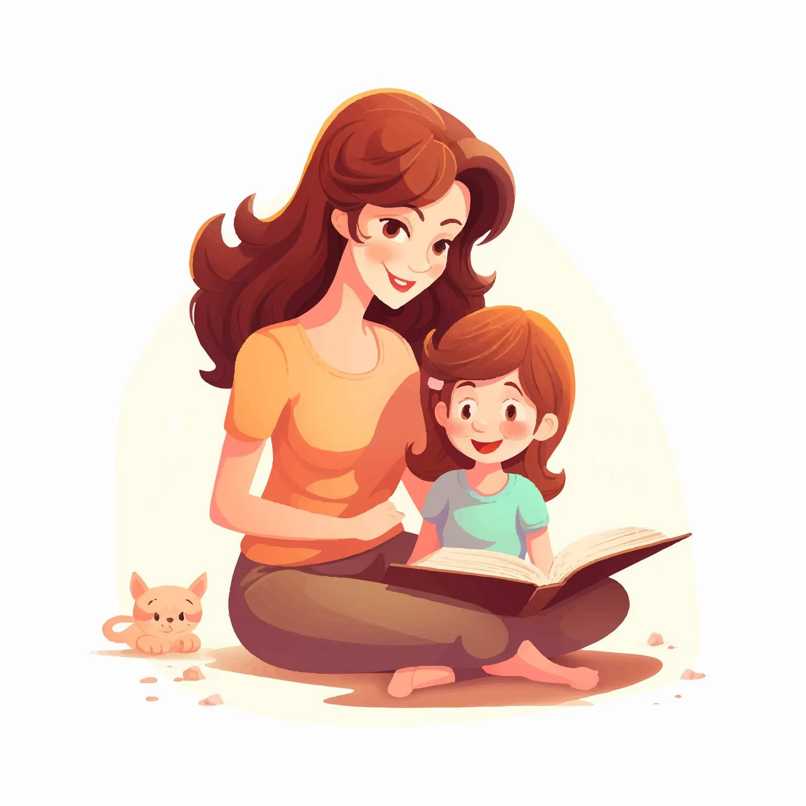 Mom and Daughter Reading Together on Floor — free download from Dotvec