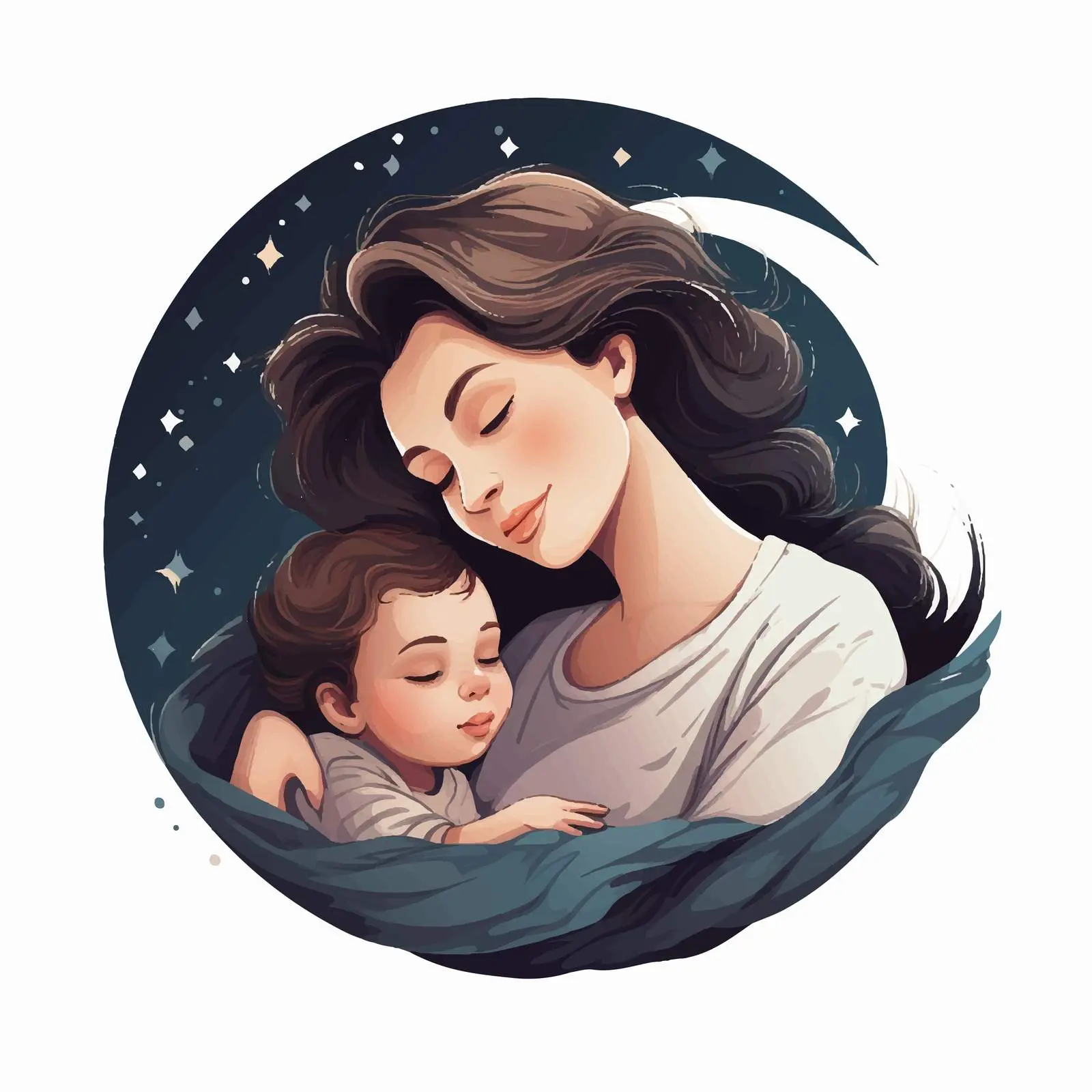 Mom and Newborn Baby Sleeping Happy Family — free download from Dotvec