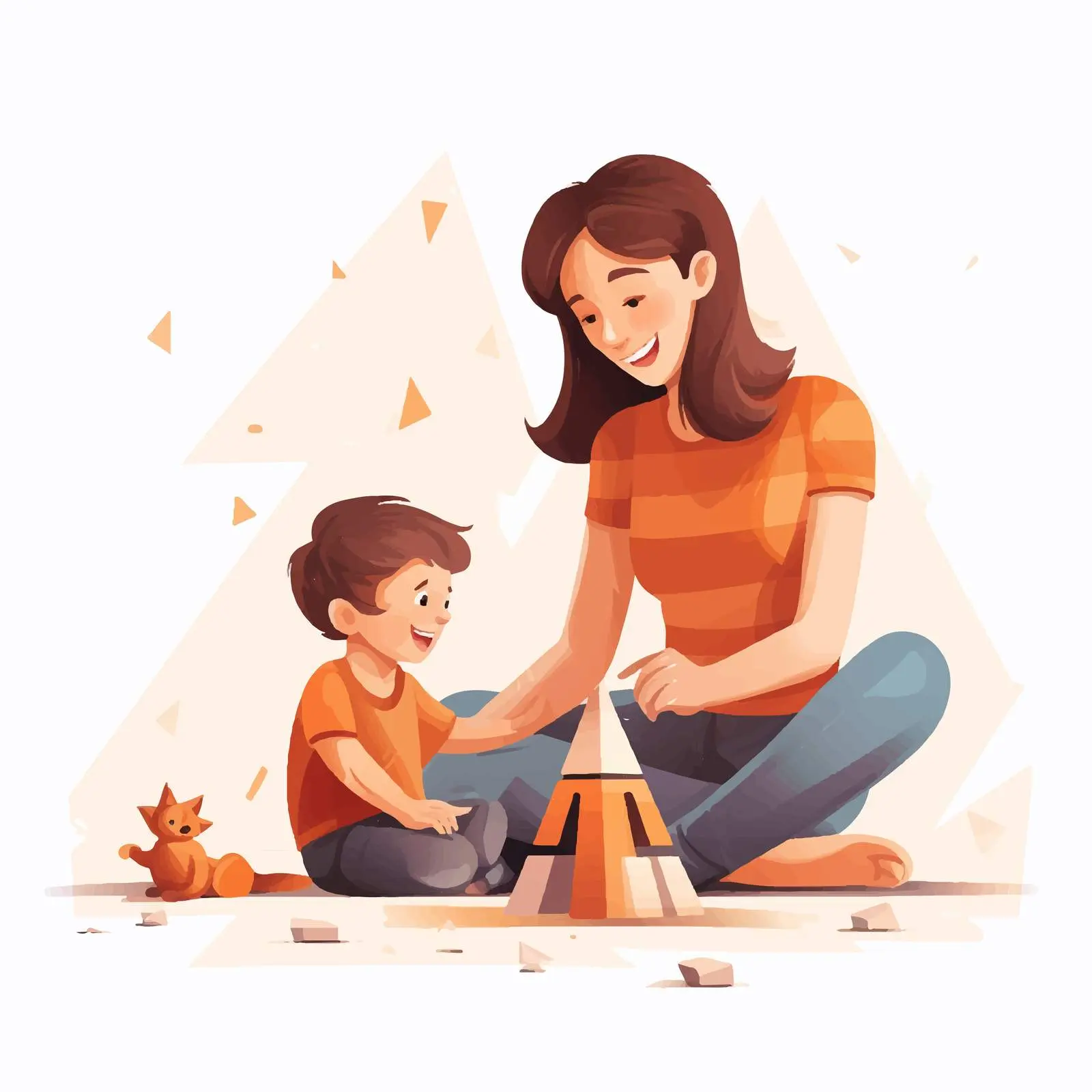 Mom and Son Building Pyramid Together — free download from Dotvec