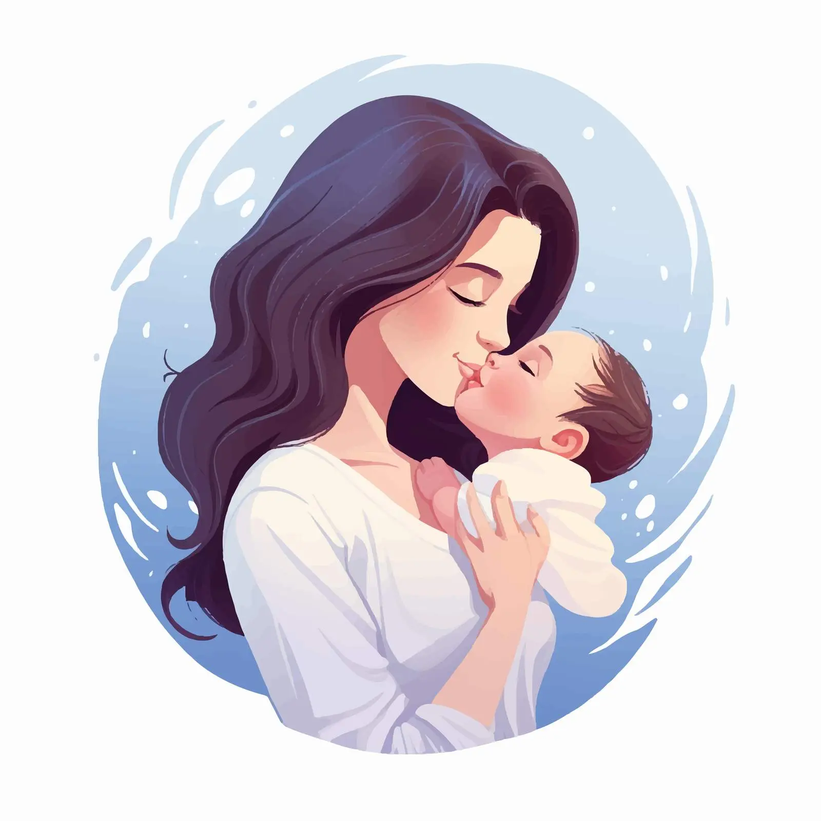 Mom Kisses Newborn Mother's Day Postcard Vector — free download from Dotvec