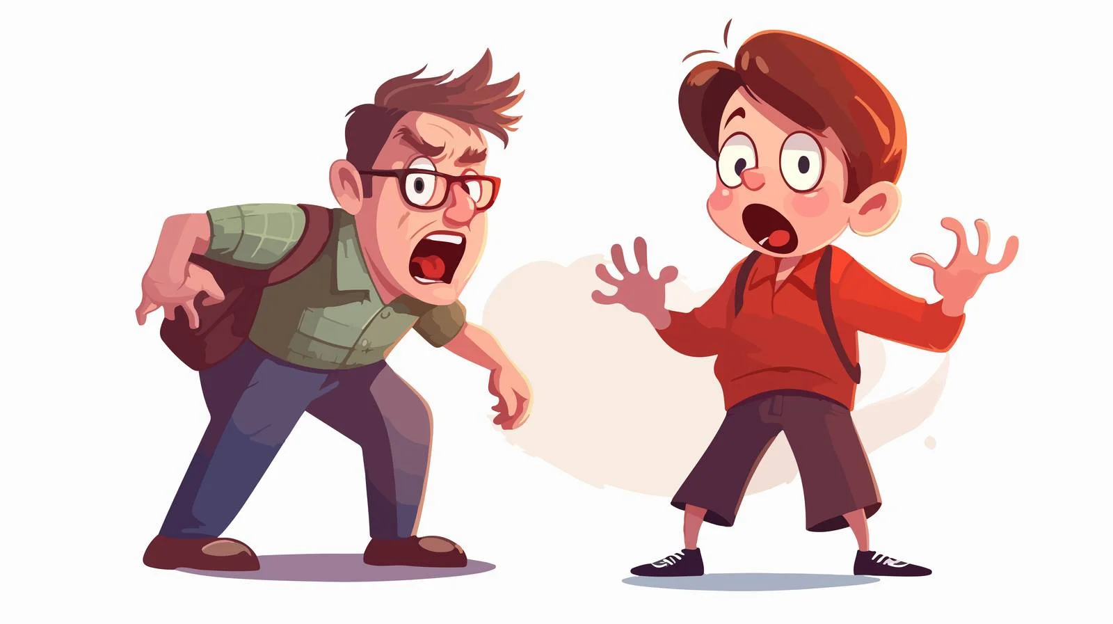 Mother Scolding Startled Boy Behind Dad Cartoon — free download from Dotvec