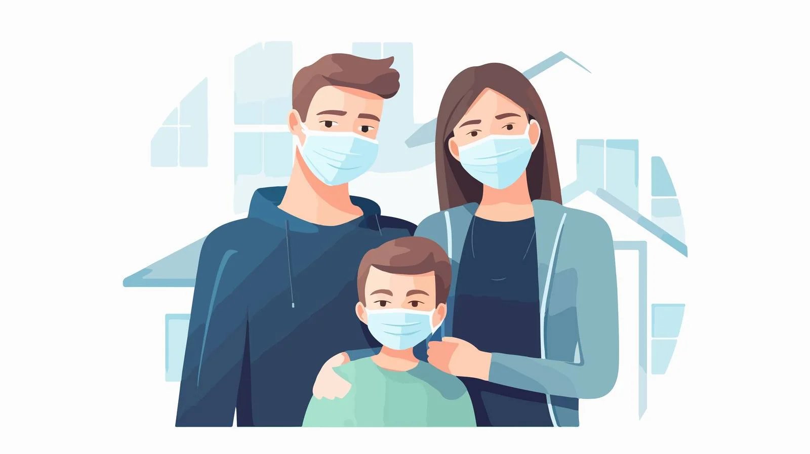 Family Stay-at-Home Pandemic Cartoon — free download from Dotvec