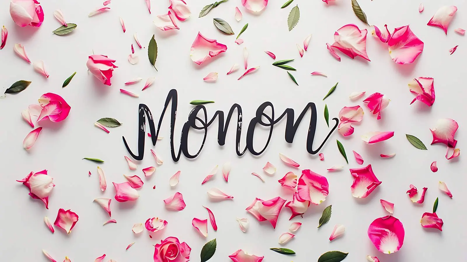 Monday in Calligraphy with Floral Pink Pattern – free positive vibes image from Dotvec