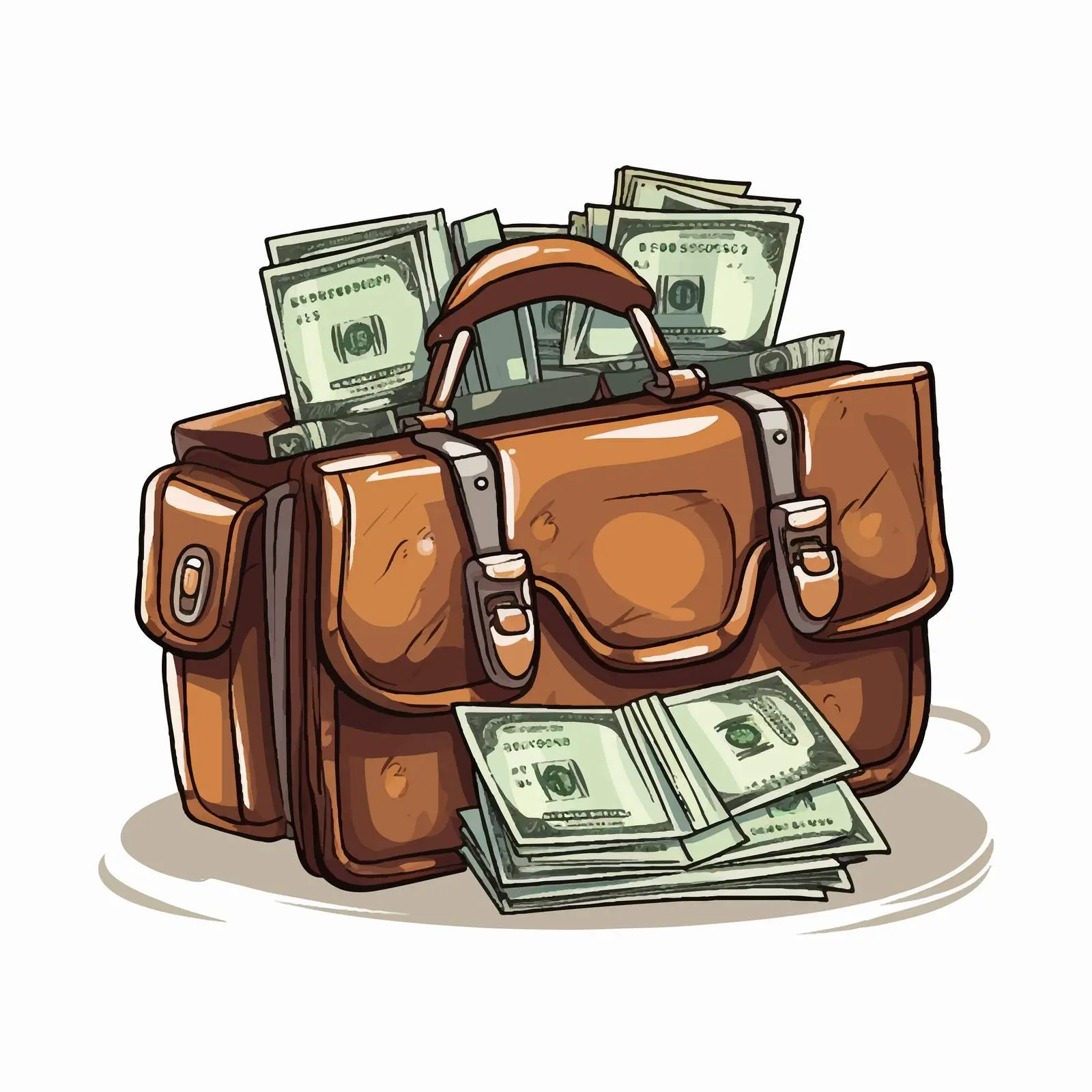 Cartoon Vector of Money Bills and Briefcase — free download from Dotvec