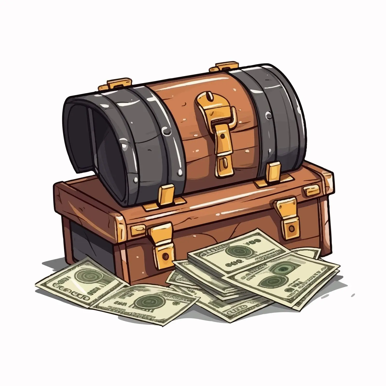 Cartoon Money Bills and Briefcase Vector Illustration — free download from Dotvec