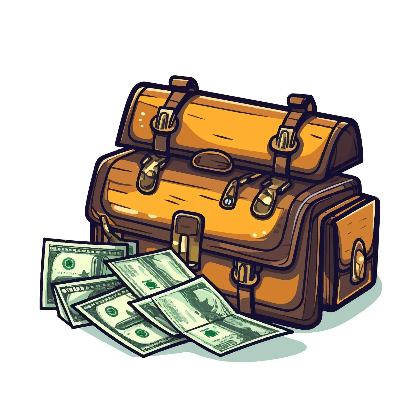 Cartoon Money Bills and Briefcase Vector Illustration — free download from Dotvec