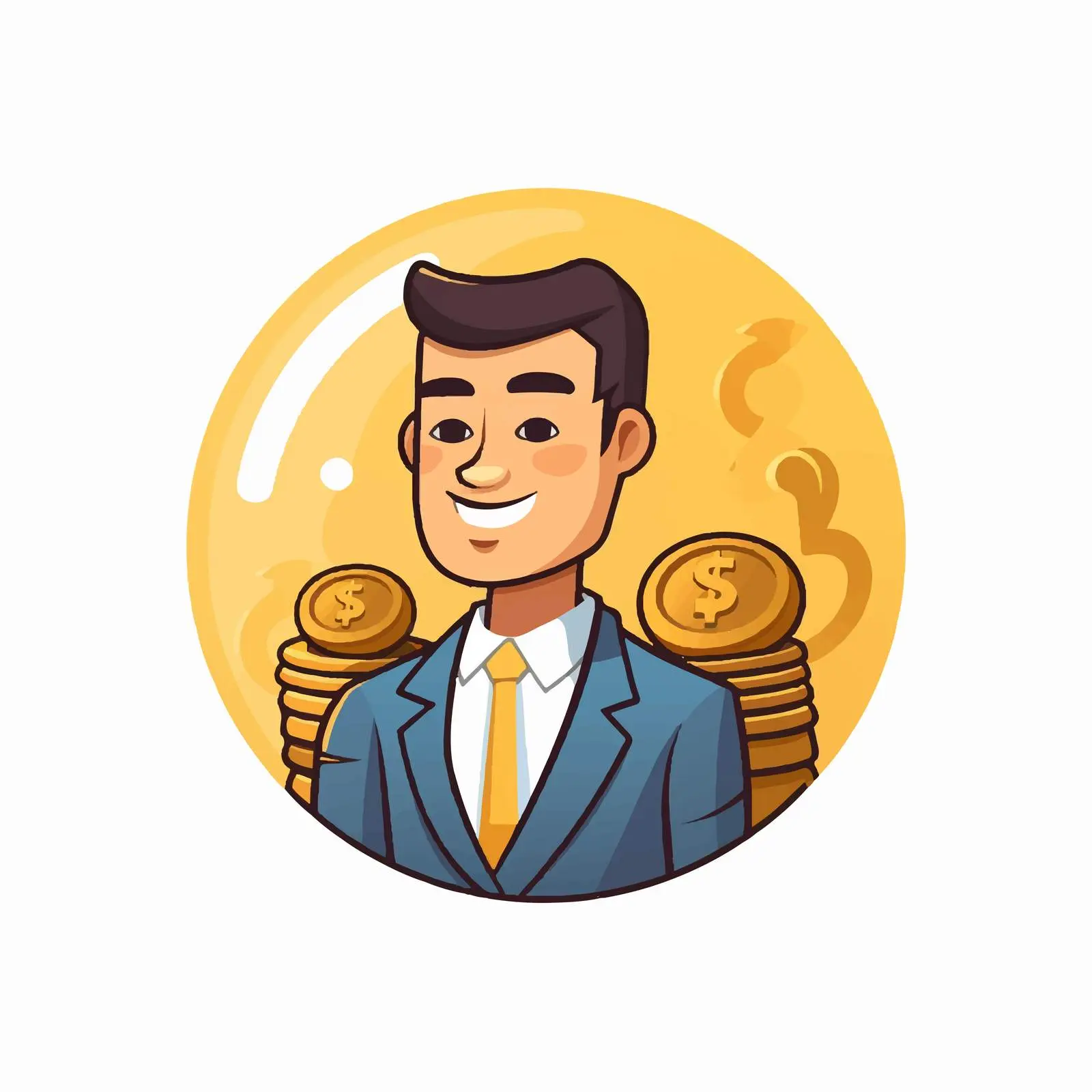 Flat Cartoon Business Coin Icon Design – free pay image from Dotvec