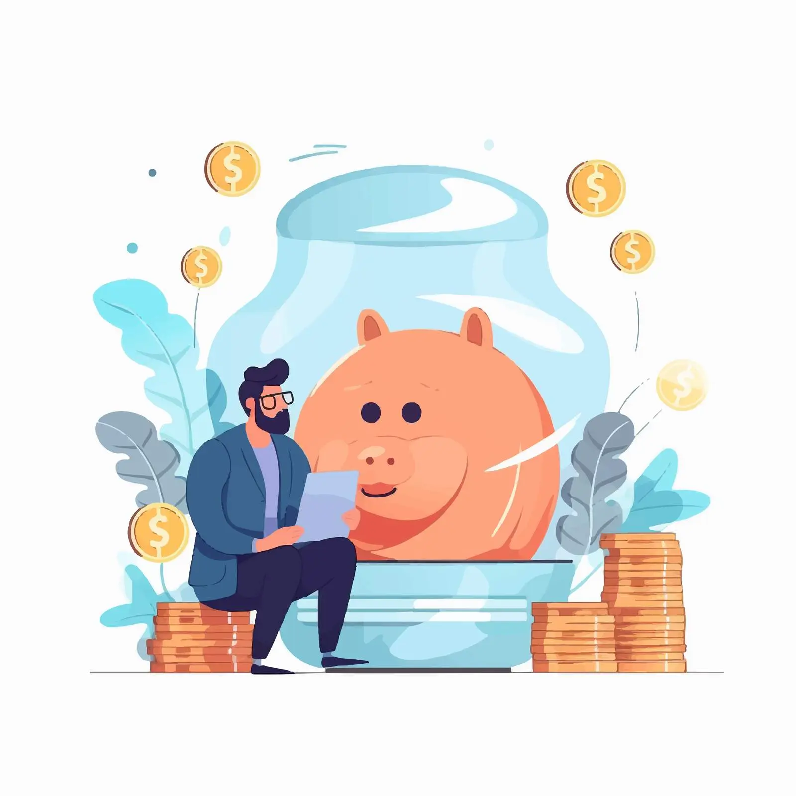 Cartoon Vector Money Saver Illustration – free account image from Dotvec