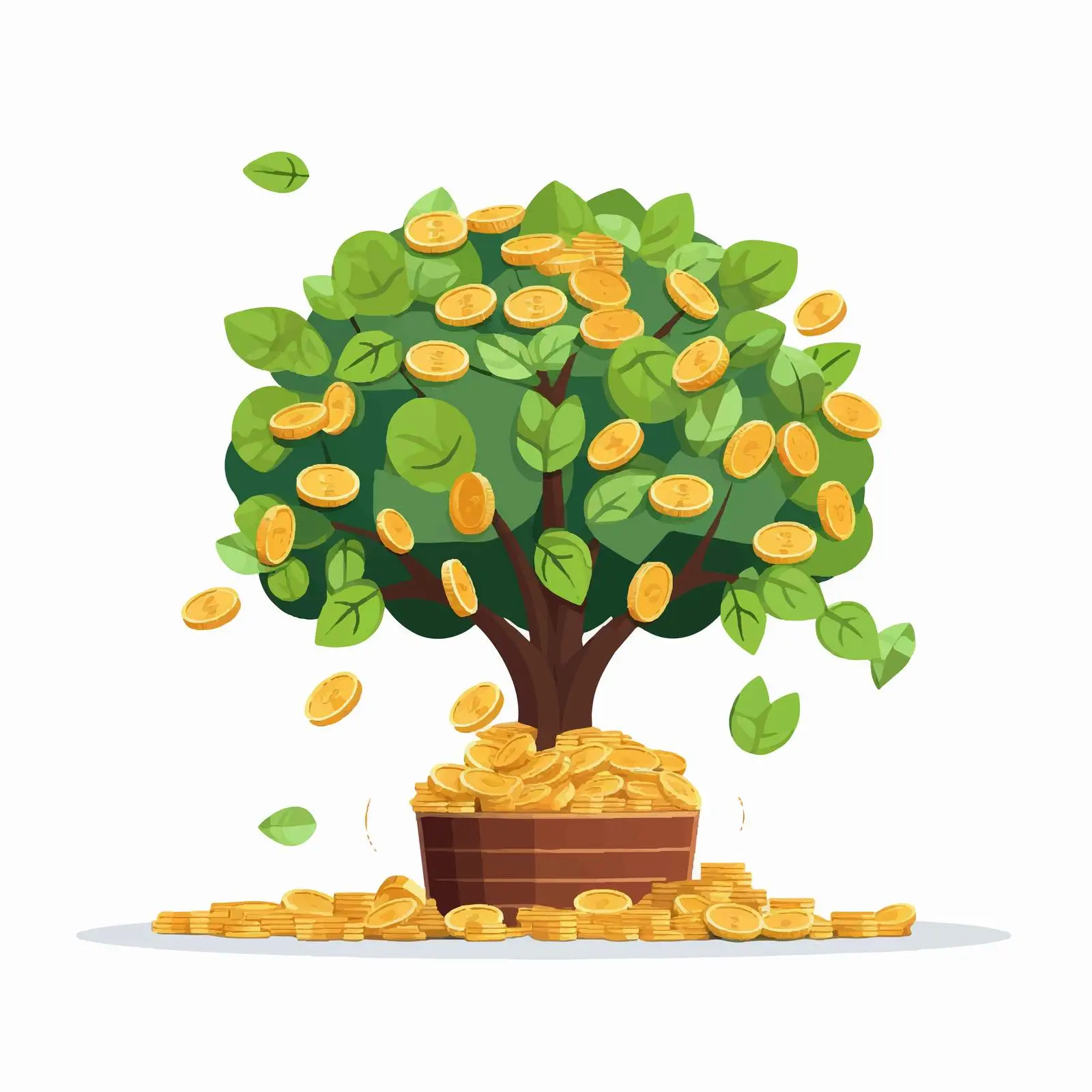 Money Tree with Coins and Growing Leaf – free financial freedom image from Dotvec
