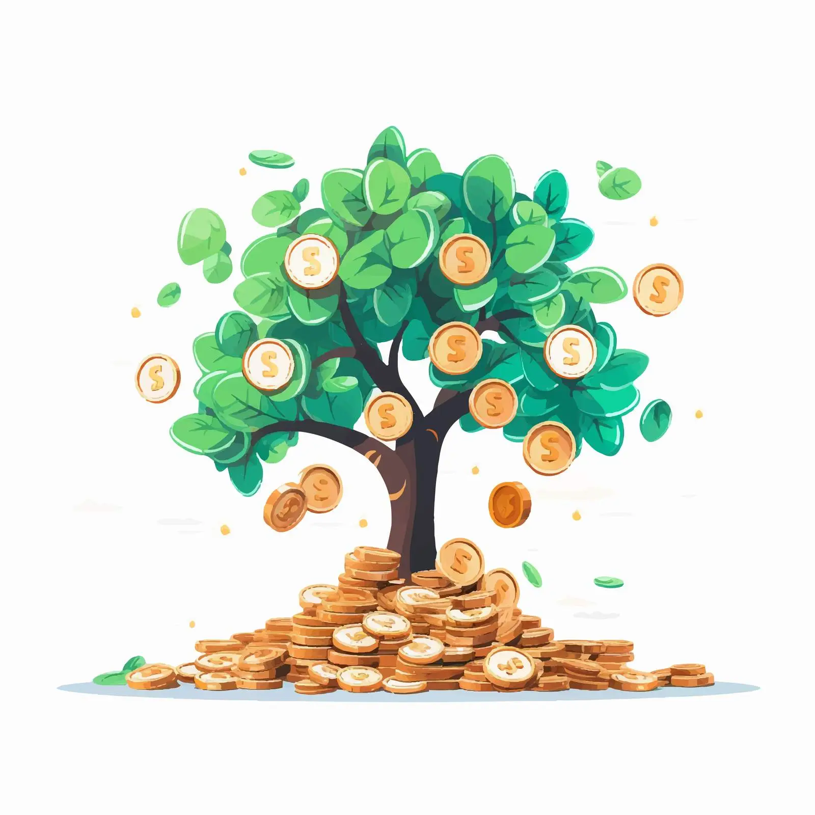 Money Tree with Coins and Growing Leaves – free financial freedom image from Dotvec