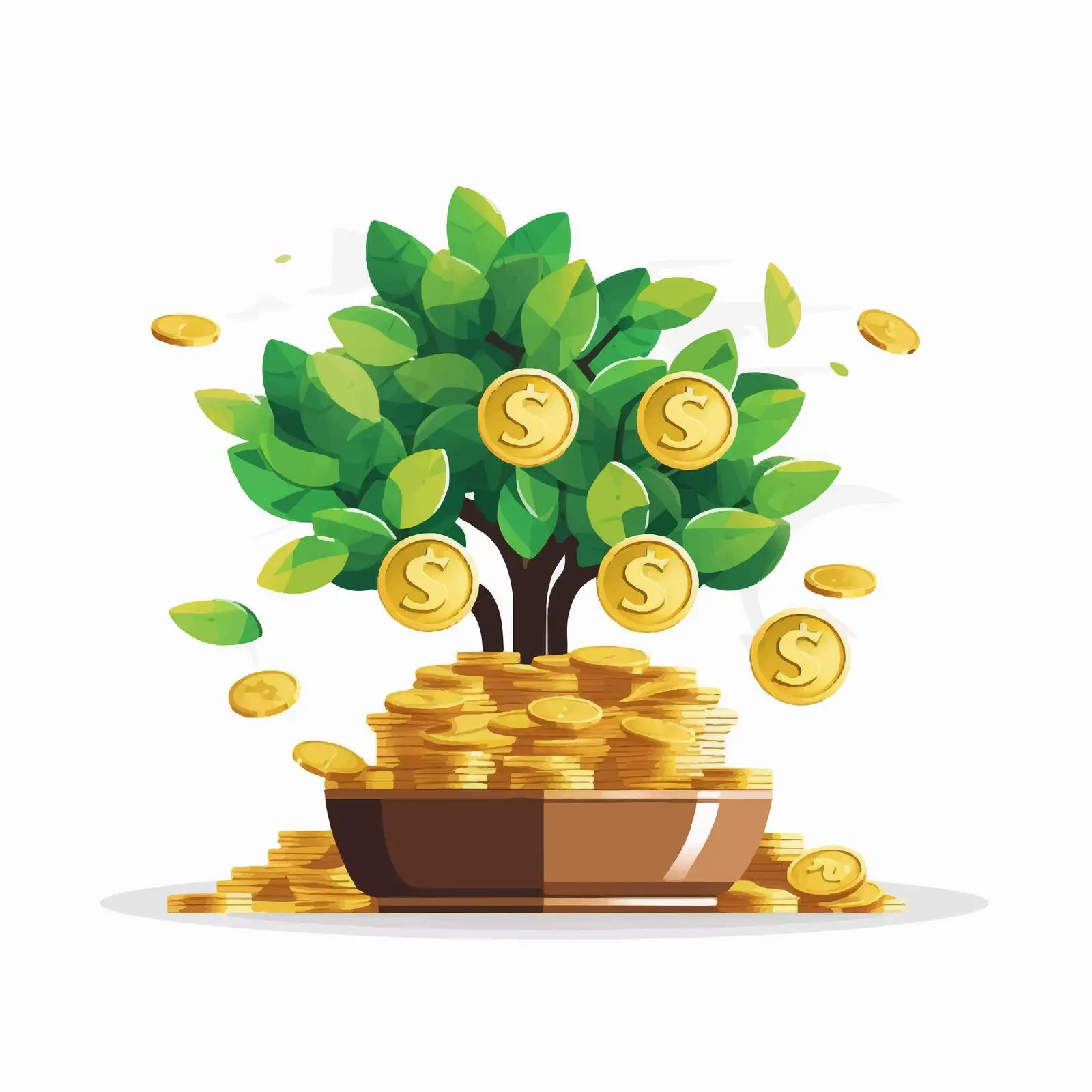 Money Tree with Coins and Growing Leaves – free financial freedom image from Dotvec