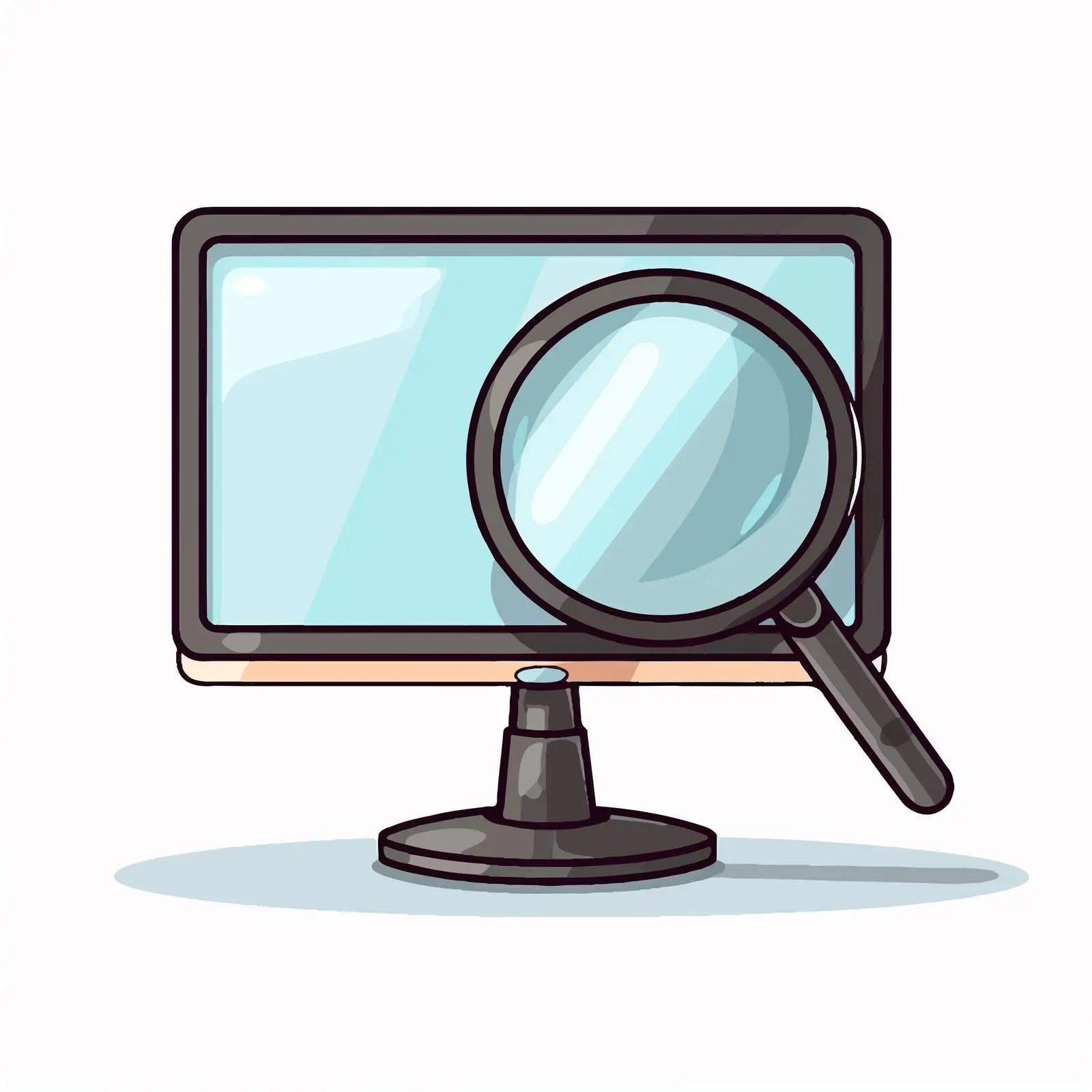 Cartoon Vector of Monitor with Magnifying Glass — free download from Dotvec